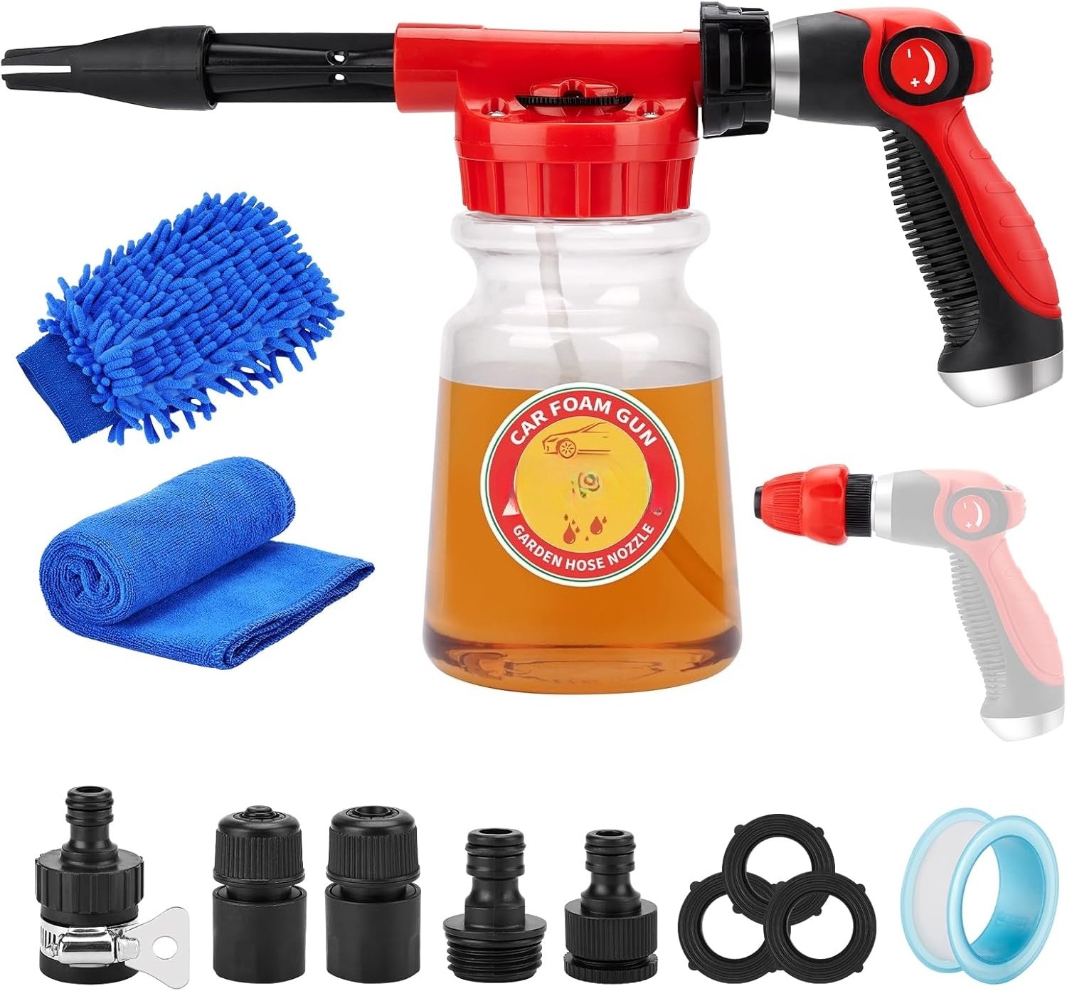 16 IN 1 Car Wash Foam Gun, Foam Cannon, Adjustable Hose Wash Sprayer with 2.5