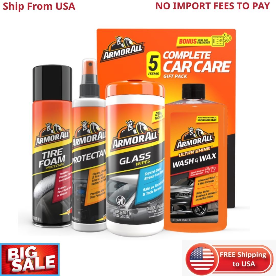 Armor All Complete Car Cleaning Care Kit for Car Detailing plus Bonus Air Freshe