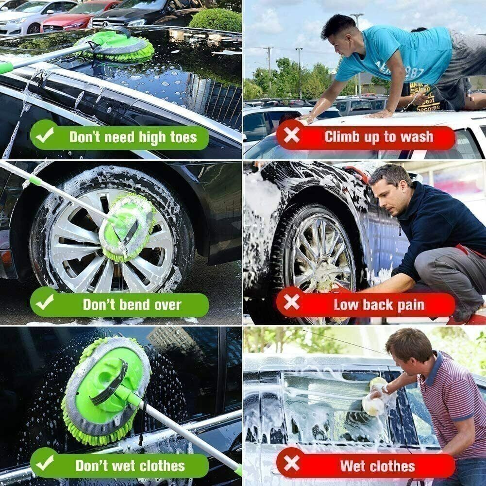 42.9″ Car Wash Mop RV Wash Brush with 180°Rotation Long Handle Washing Supplies