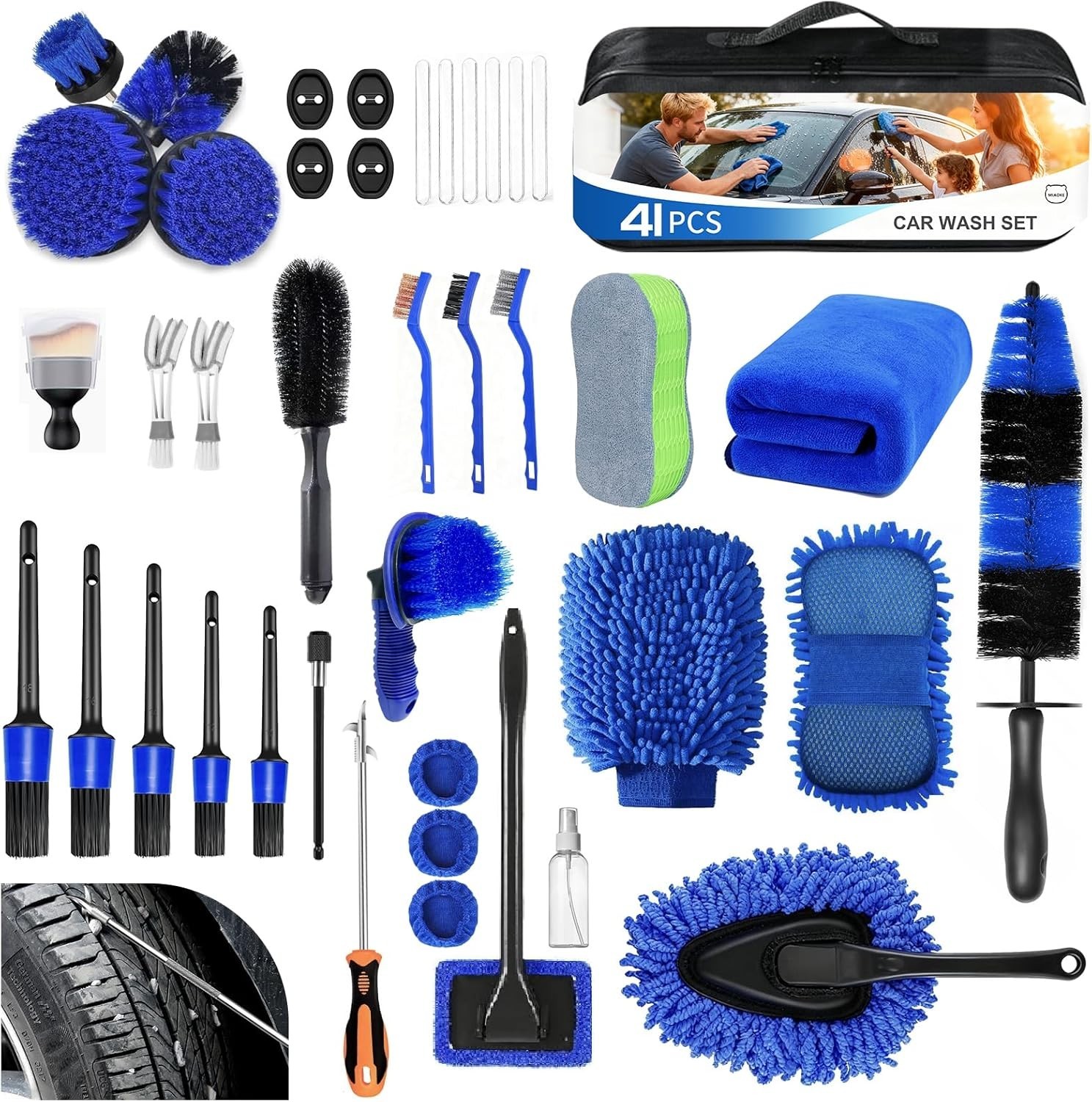 41Pcs Professional Car Detailing Kit, Car Wash Kit with Portable Handbag, Wet…