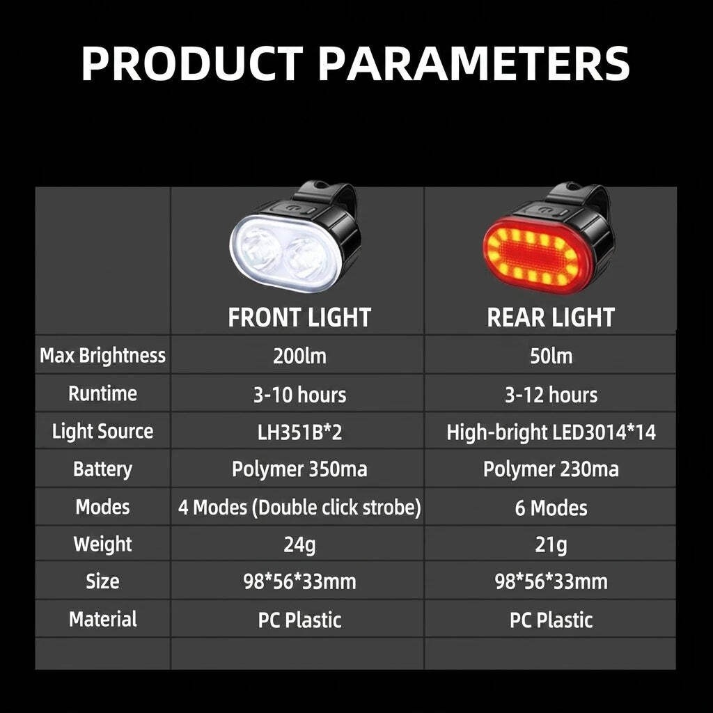 Bike Lighting Front and Rear Lights Bicycle Lamp Led Cycling Light
