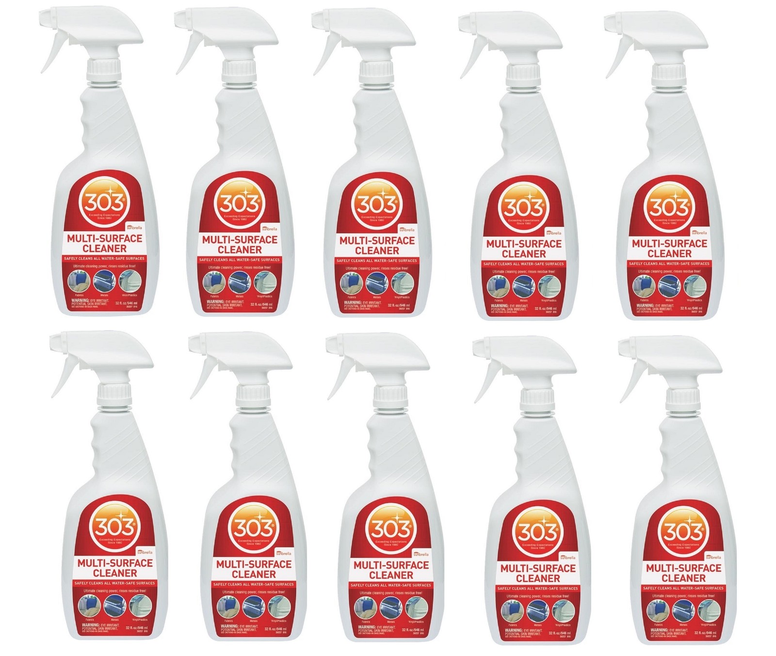 303 Products 30207 Set of 10 Multi-Surface Cleaner 32 fl. oz. Spray Bottles
