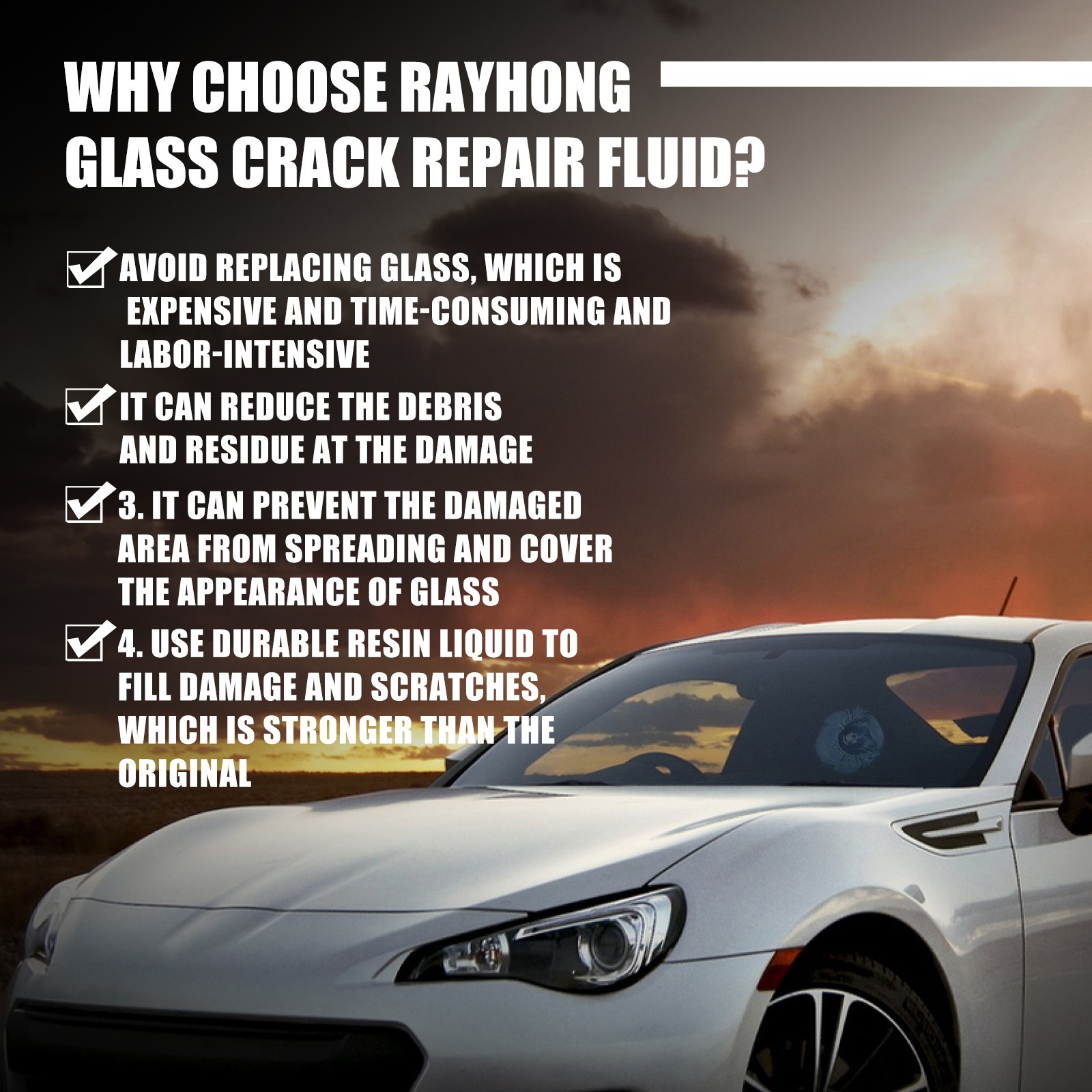 Professional Windshield Crack Repair Fluid – Auto Glass Bonding Agent Resin Kit