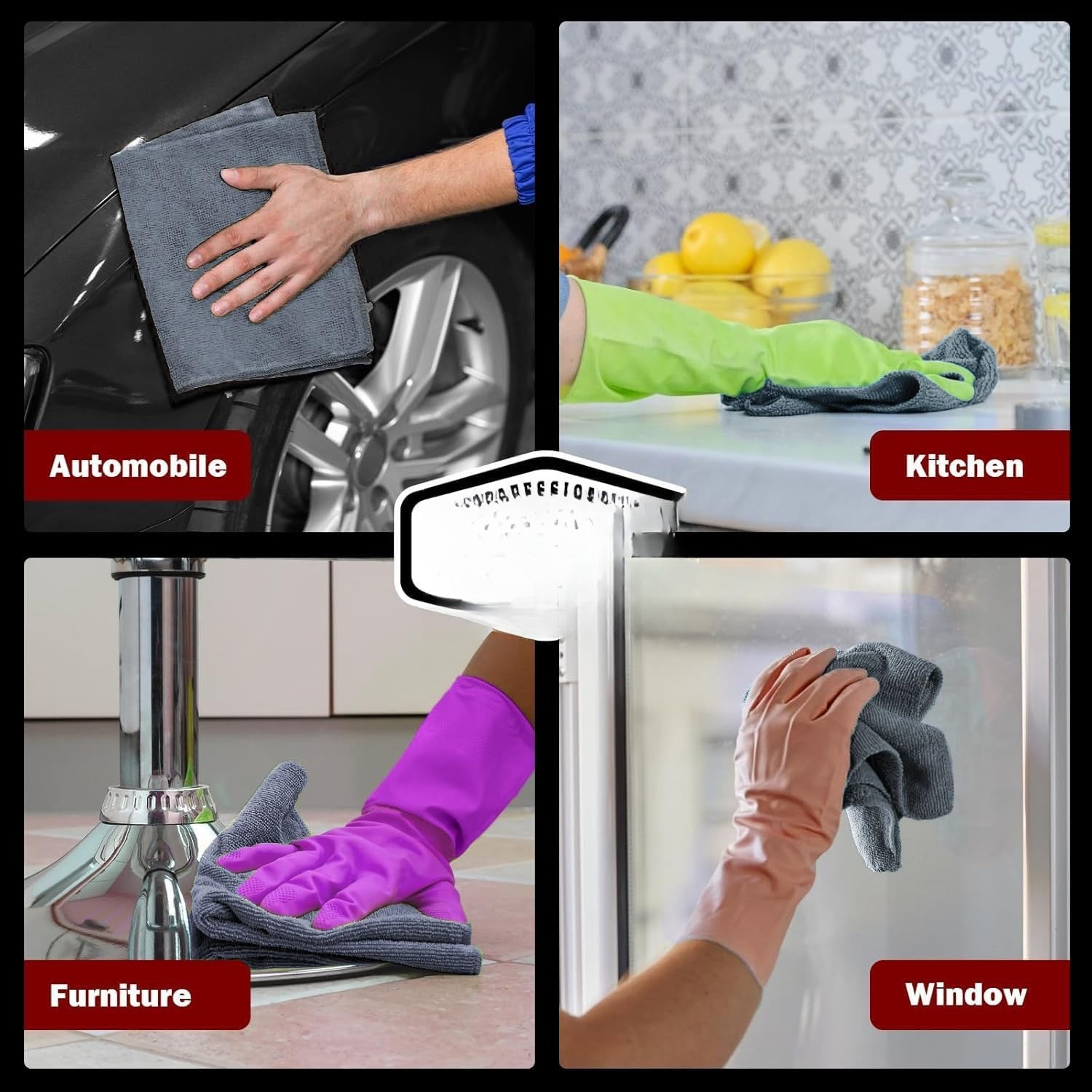 Microfiber Cleaning Cloth, Gray, 50-Count, Car Use Only