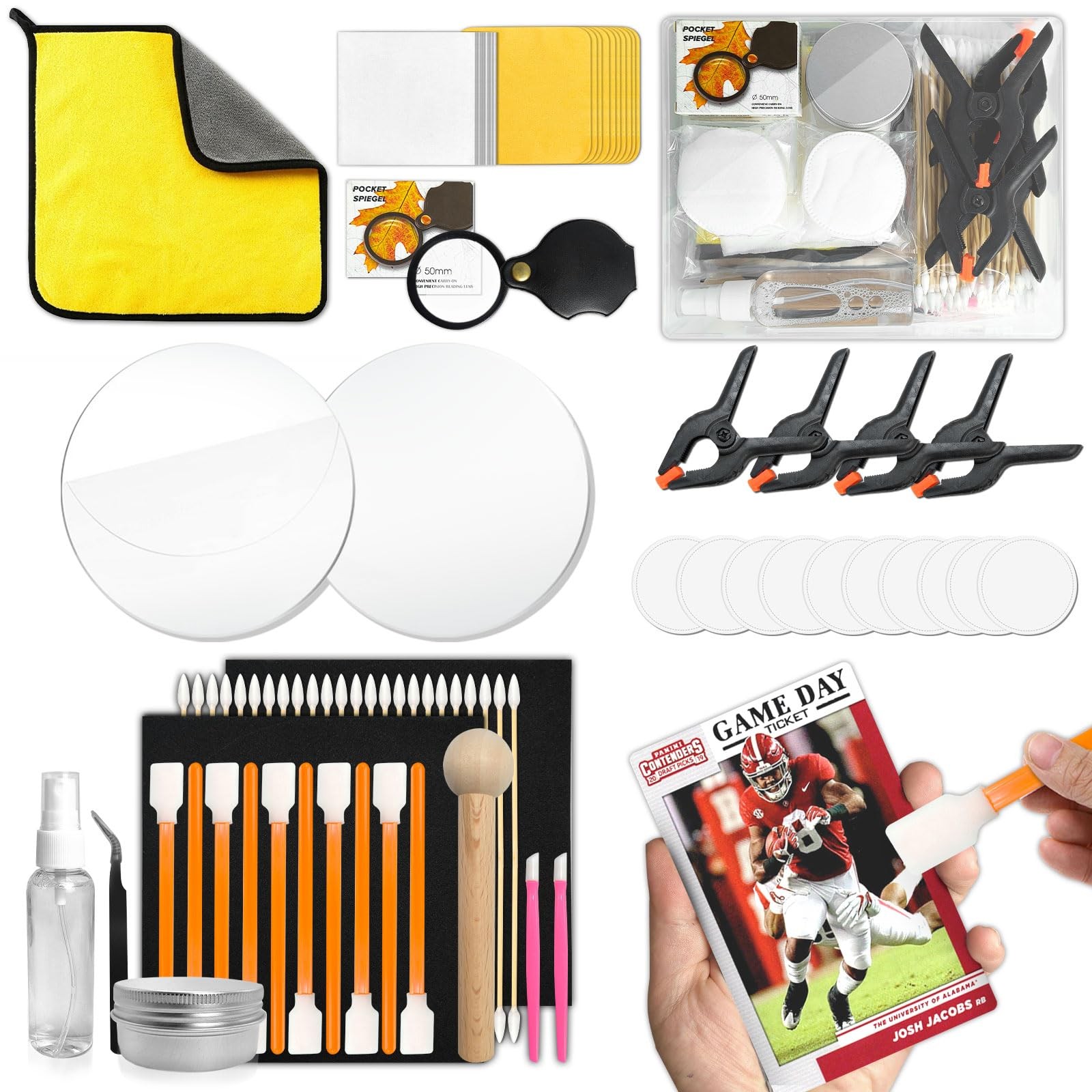 COARVXA 267 Pcs Card Care Clean Kit,Trading Card Cleaning Kit with Fixing Jig