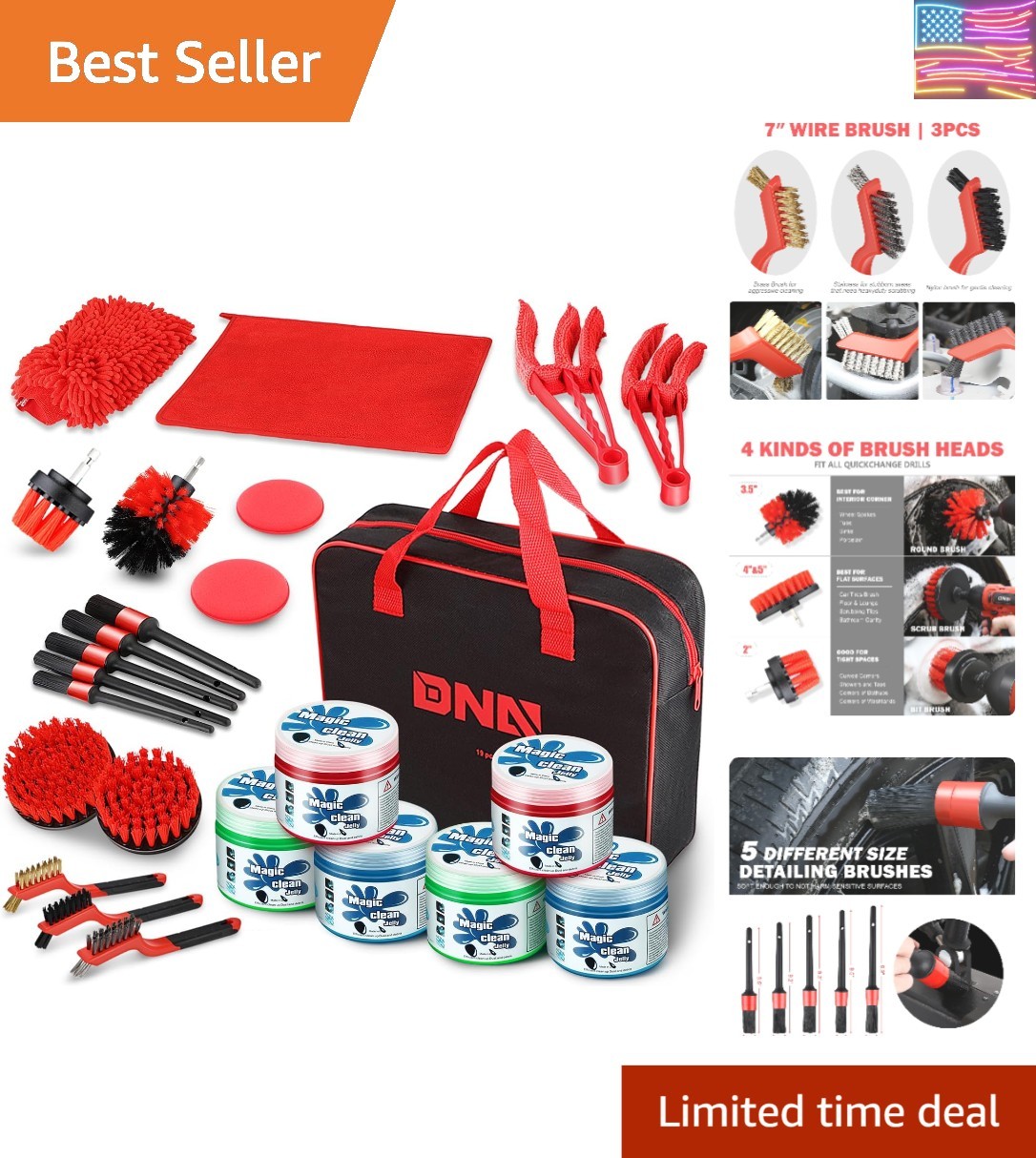 25pcs Car Detailing Brush Set, Car Detailing Kit, Interior Kit with Drill Bru…