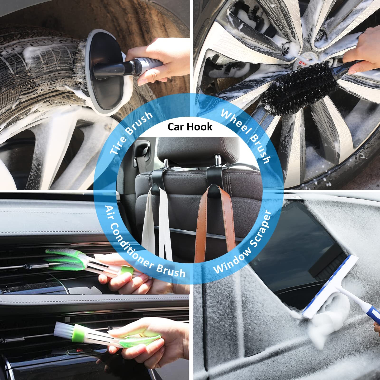 33Pcs Car Wash Detailing Kit Cleaning Kits with Foam Gun Sprayer Brush Large …
