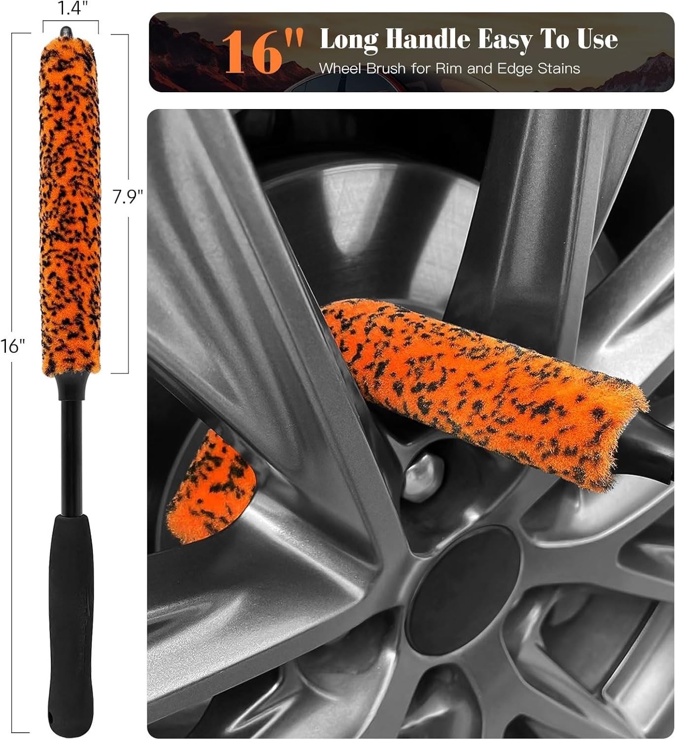 7PCS Motorcycle Cleaning Kit with 2-Size Bendable Wheel Brushes-Hard Brush,T…