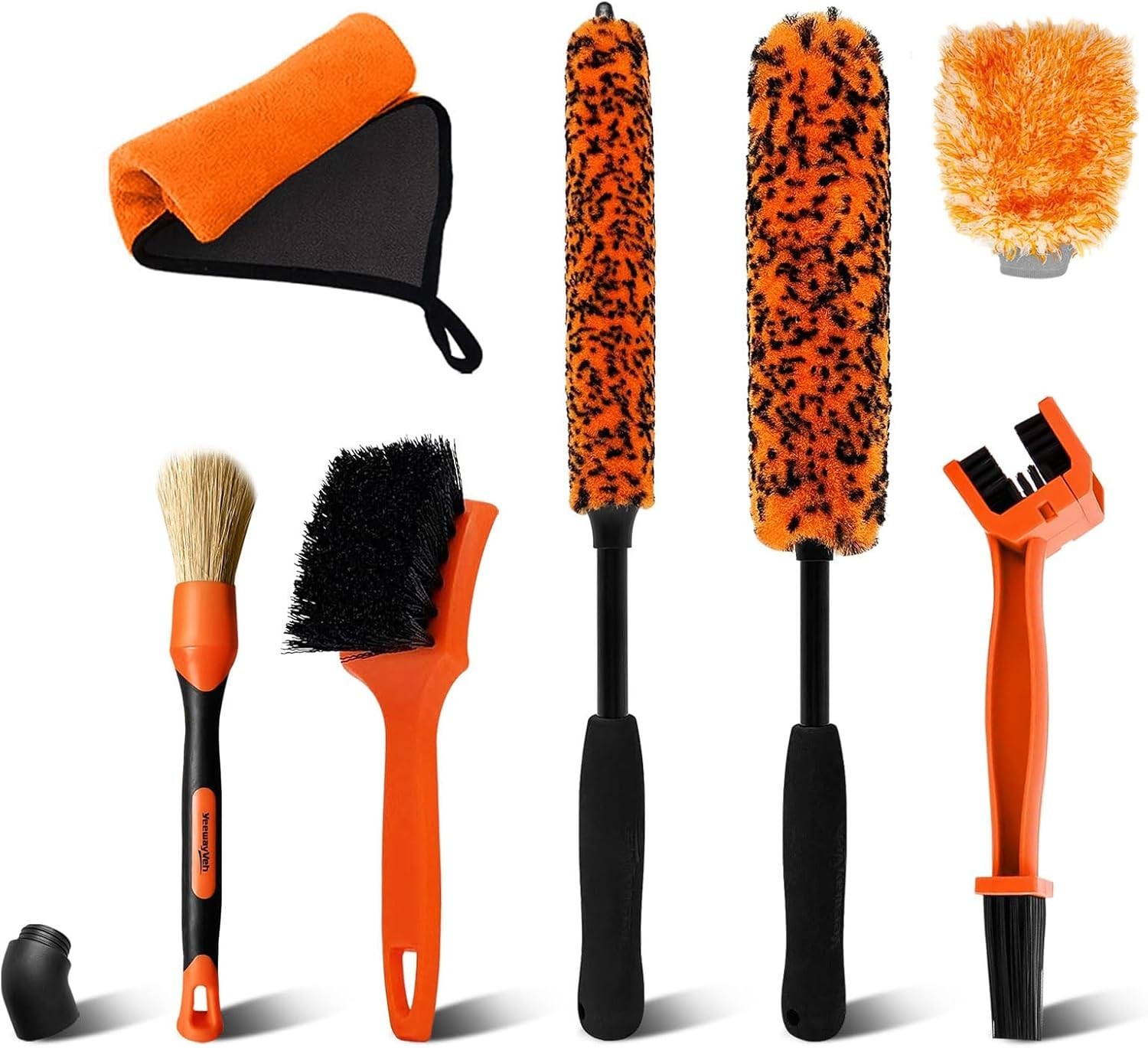 7PCS Motorcycle Cleaning Kit with 2-Size Bendable Wheel Brushes-Hard Brush,T…