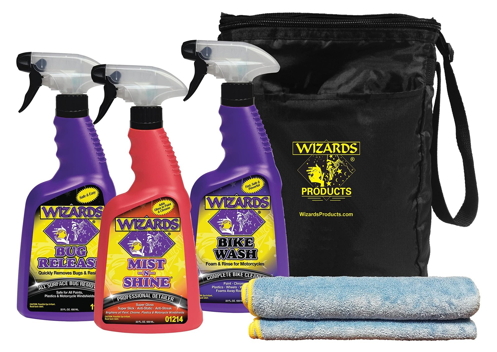 Motorcycle Cleaning Kit Wash Foam Rinse Detailer Spray Bug Remover Wizards Bike
