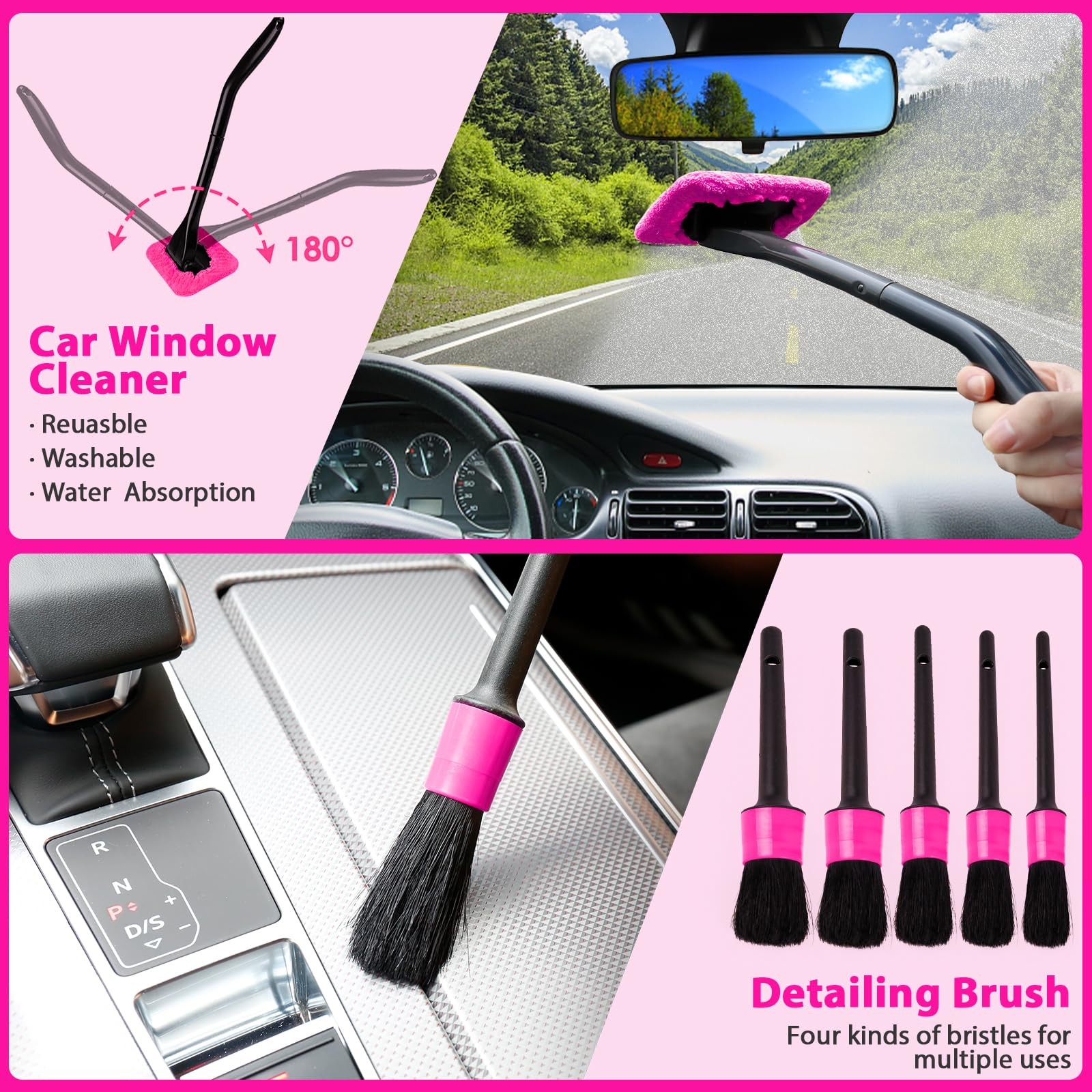 Cordless Handheld Vacuum 8000PA Car Detailing Kit Interior Cleaner Pink Cleaning