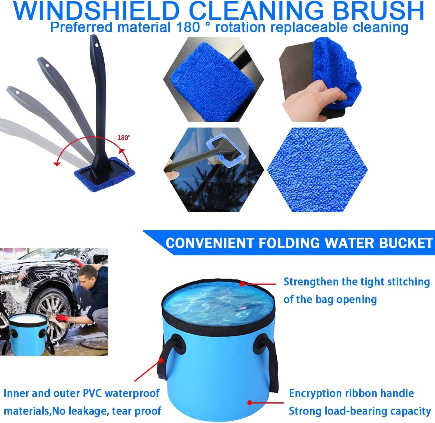 Car Wash Cleaning Kit with Foam Gun, Car Wash Brush with Long Handle, C…