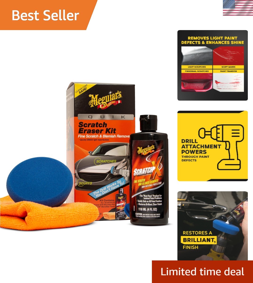 Quik Eraser Kit: Effortless Car Scratch Remover with ScratchX & Microfiber Towel