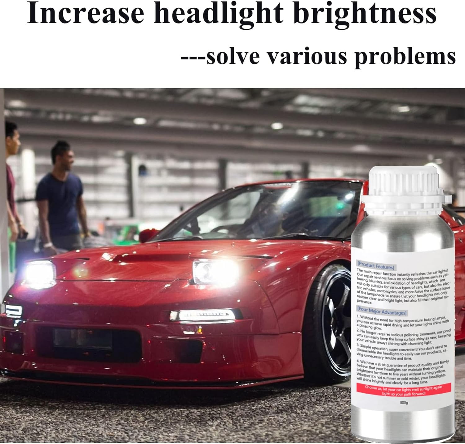 800g Auto Headlight Restoration Liquid, Car Repair Fluid 600ML