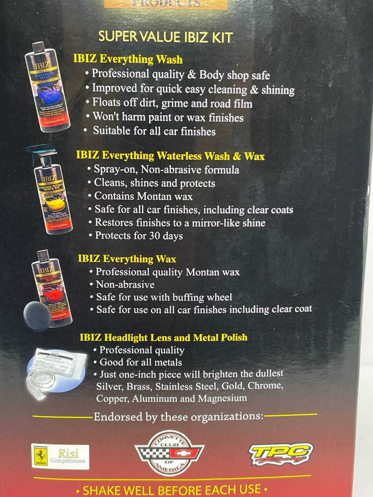 IBIZ Super Value Home Everything Kit Car Wash Wax Detailing Set Made in USA