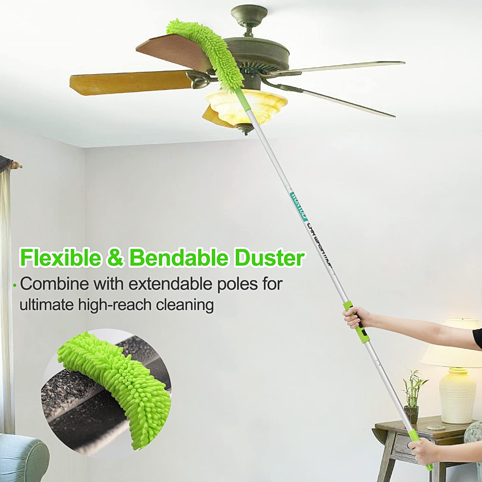 62” Car Wash Brush with Long Handle, Chenille Microfiber Mop, Squeegee & Towels