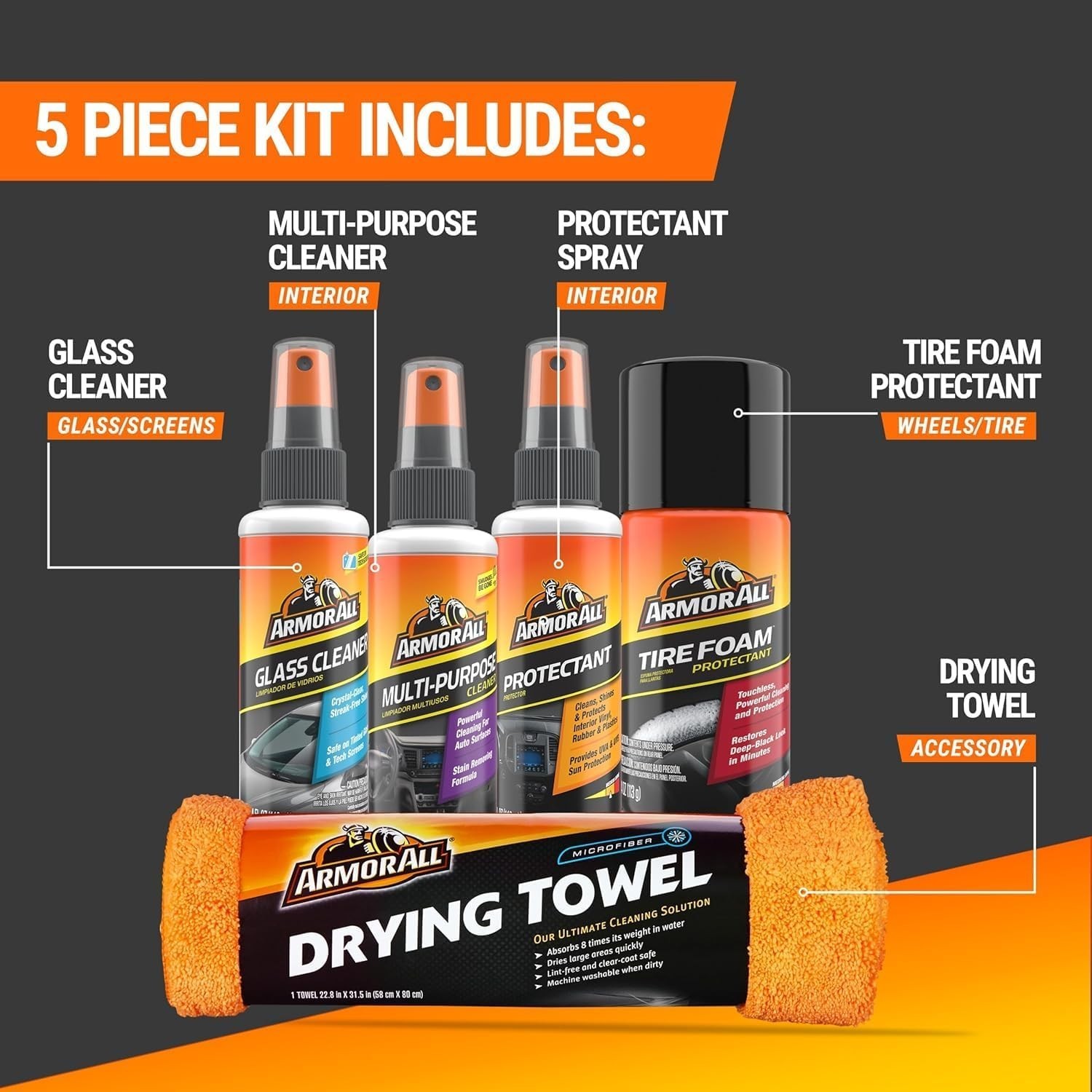 Car Cleaning Kit, Interior and Exterior, 5-Piece Kit | Car Cleaning Kit, Inte…