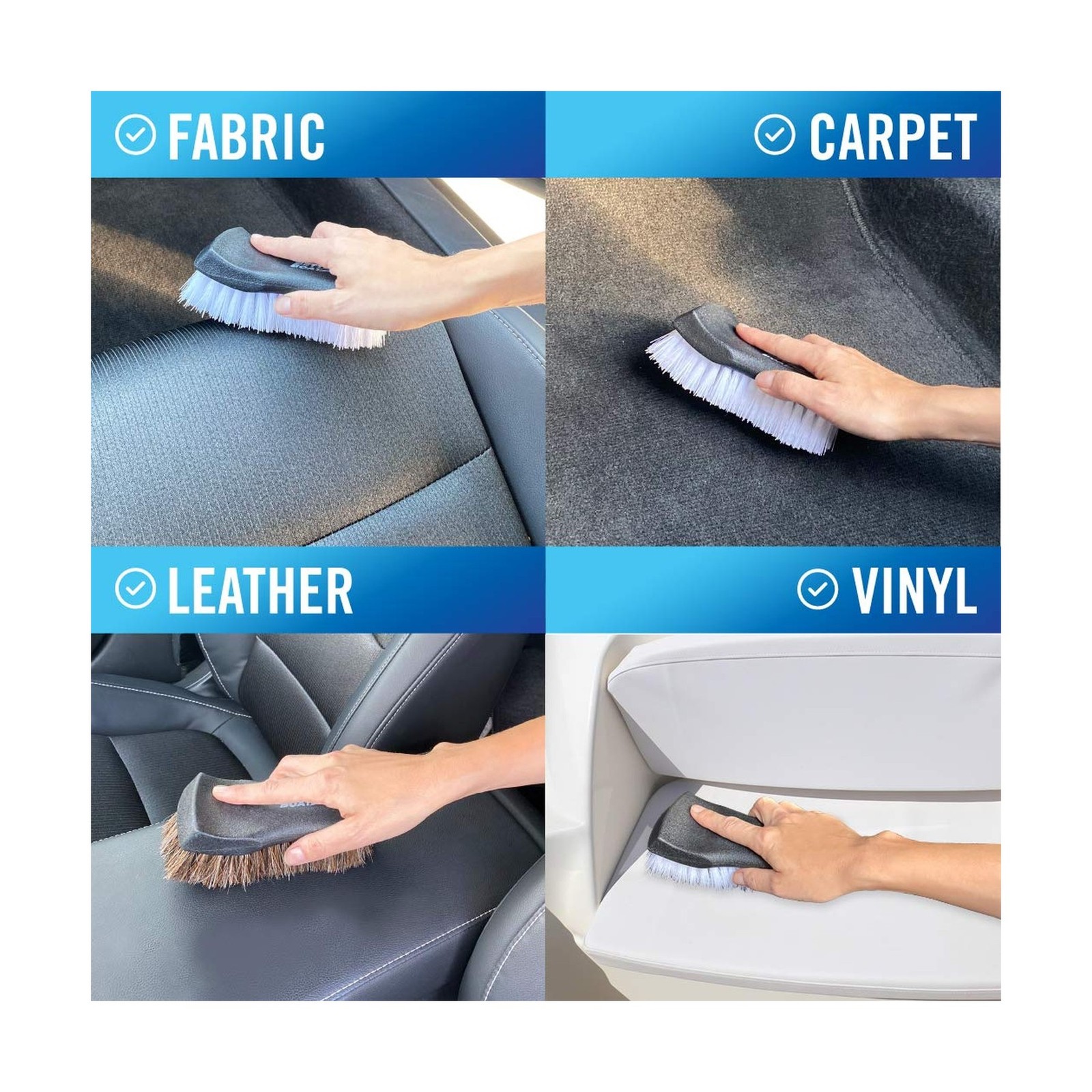 Upholstery Brush Set, Carpet and Car Cleaning Brushes, Horsehair Detailing Br…