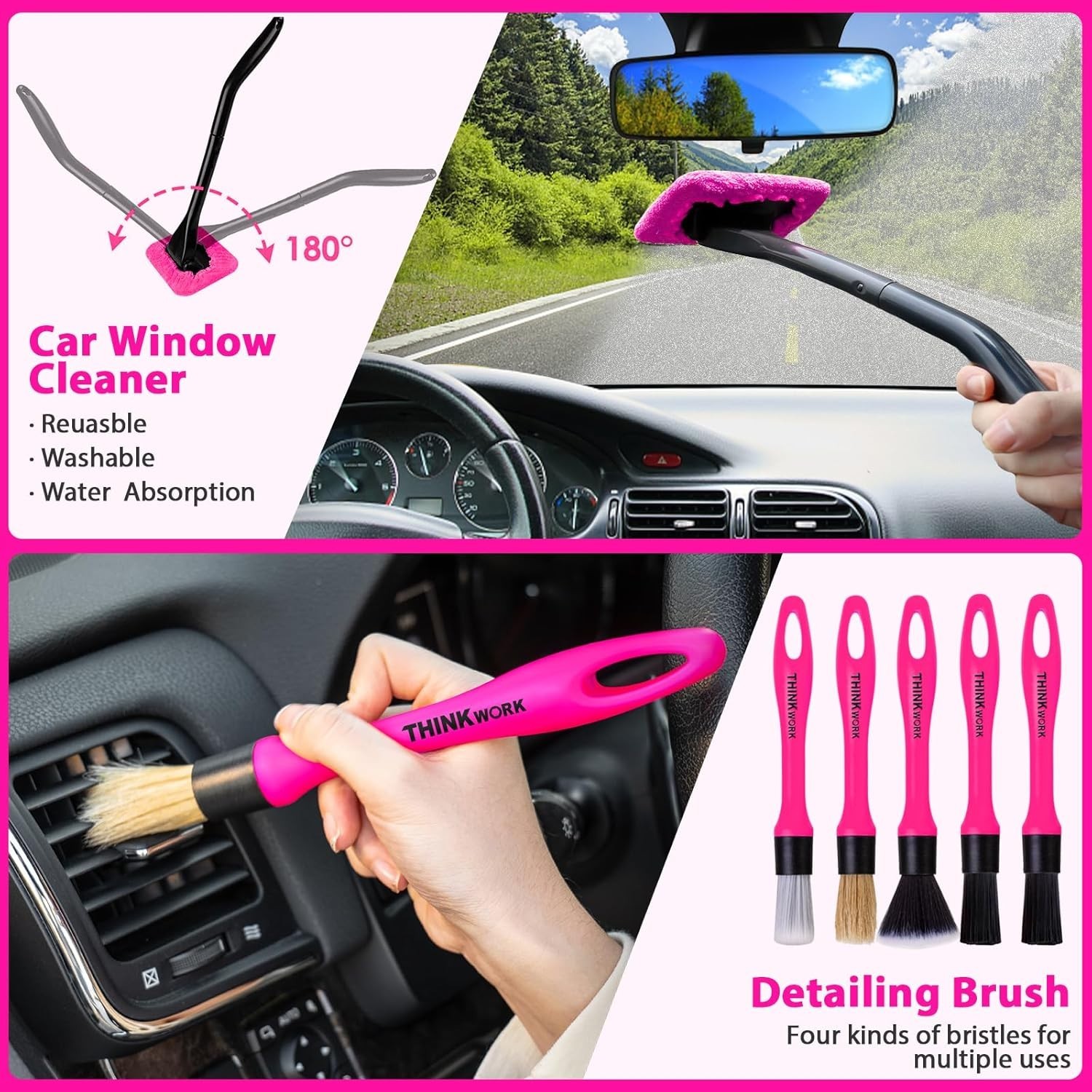 Car Detailing Kit Interior Cleaner, Car Cleaning Kit with 8000PA Cordless Pin…