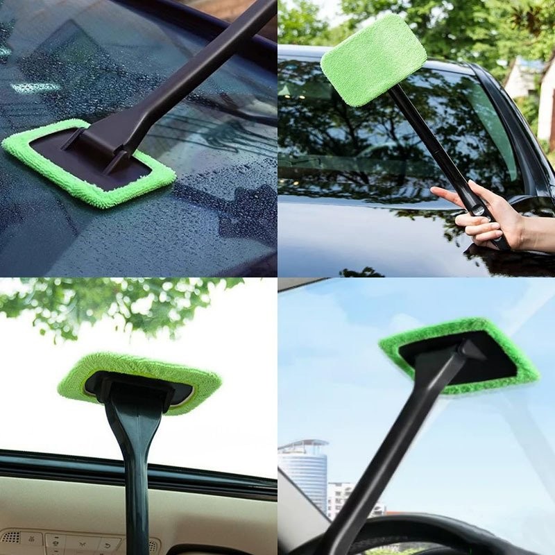 1×Windshield Cleaning Tool Car Window Wiper Cleaner Glass Brush & 5 Reusable Pad