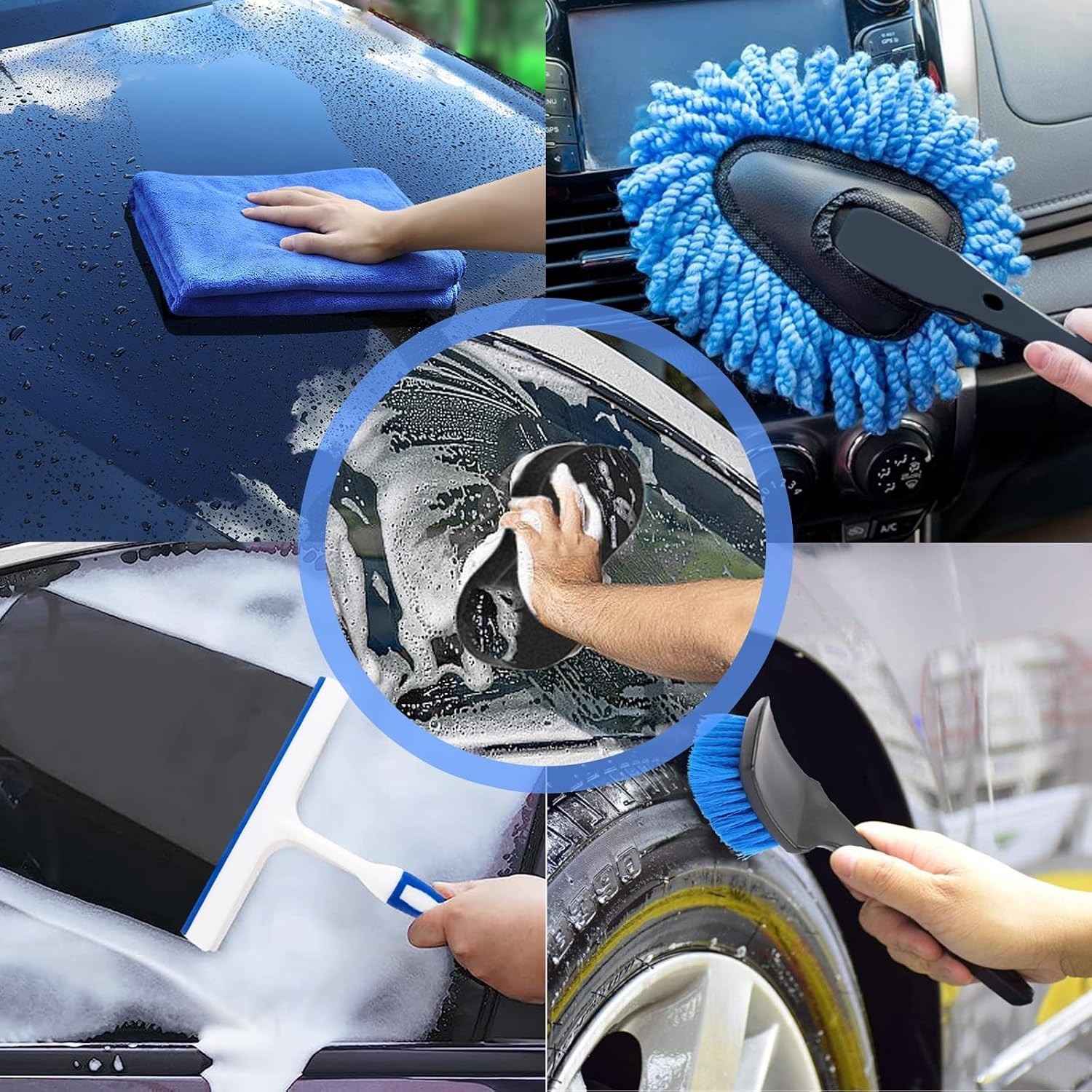 Car Wash Cleaning Kit with Foam Gun, Car Wash Brush with Long Handle, C…