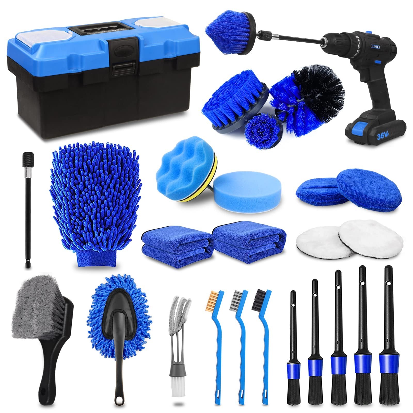 27Pcs Car Detailing Kit – Complete Car Cleaning Brush Set & Accessories for Inte