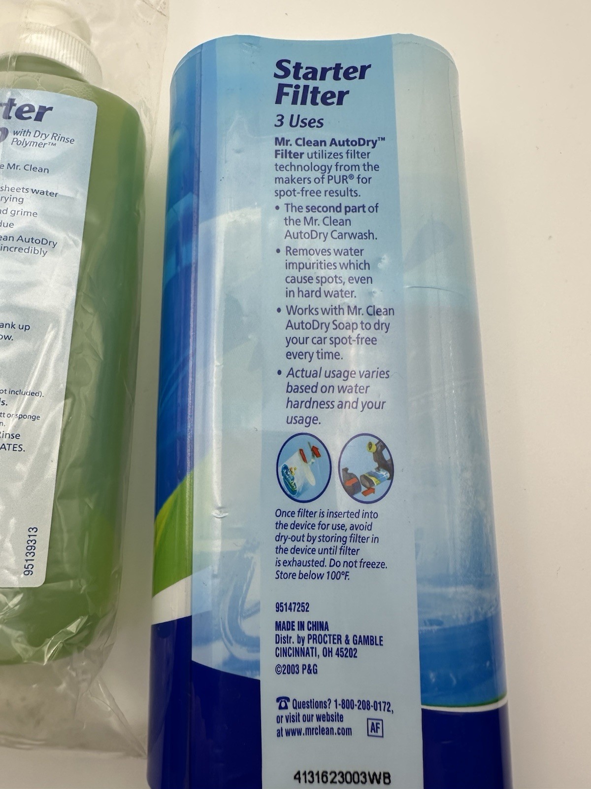 Mr Clean Auto Dry Carwash Starter Soap 6.7oz & 3 Use Filter NEW