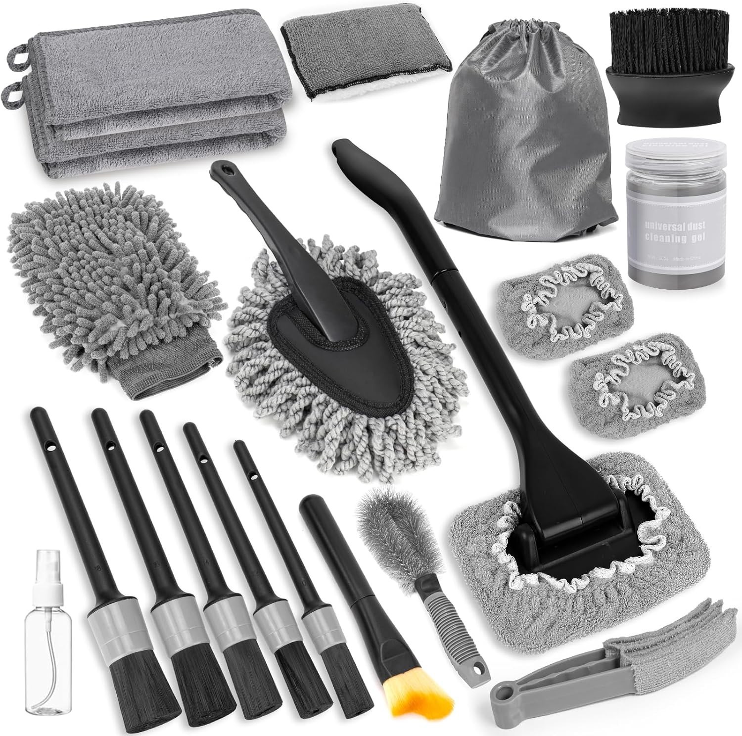 20Pcs Windshield Cleaner Tool – Car Interior Detailing Brush Kit with 200g Clean