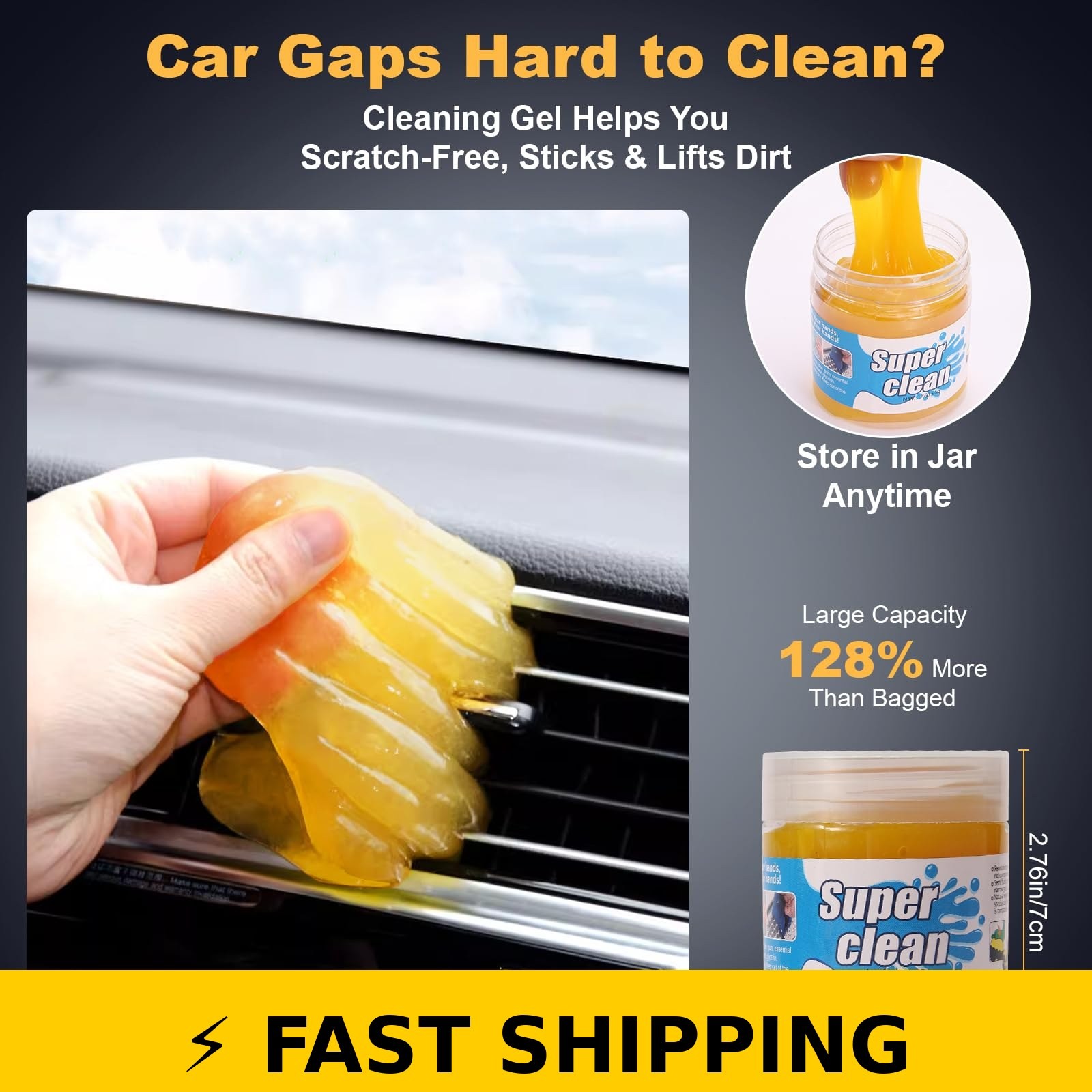 Qocuzax 8-Piece Car Detailing Kit – 160g Gel, Brushes, Towel & Bag