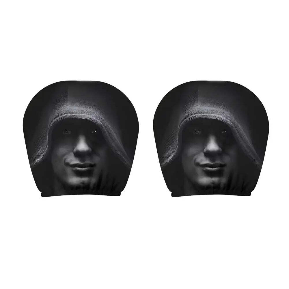 1 Pair High quality Universal Fit Car Headrest Covers Funny Mysterious Printed