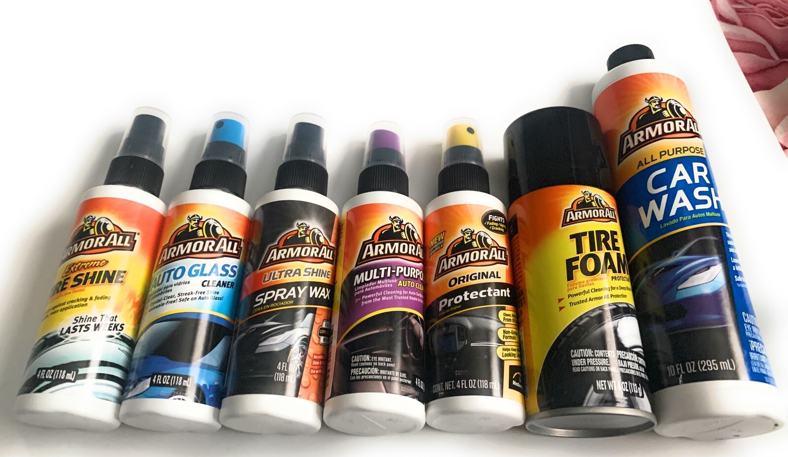 Armor All Car Wash and Cleaner Kit 7 Items-Tire shine Auto Glass Spray Wax Multi