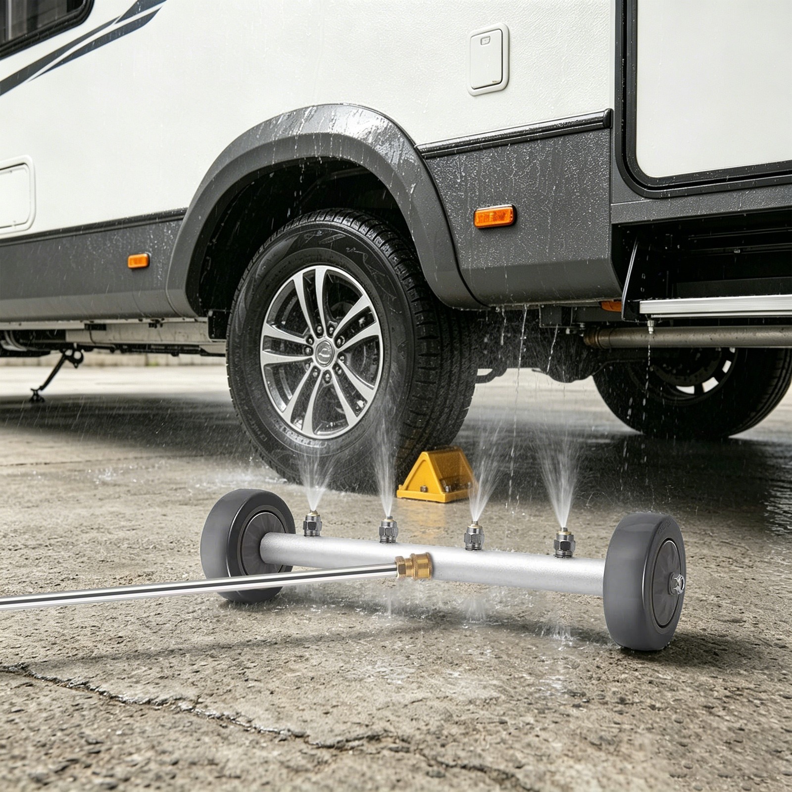 Under Car With Wheels High Pressure Water Spray Broom Car Chassis Cleaning Tool