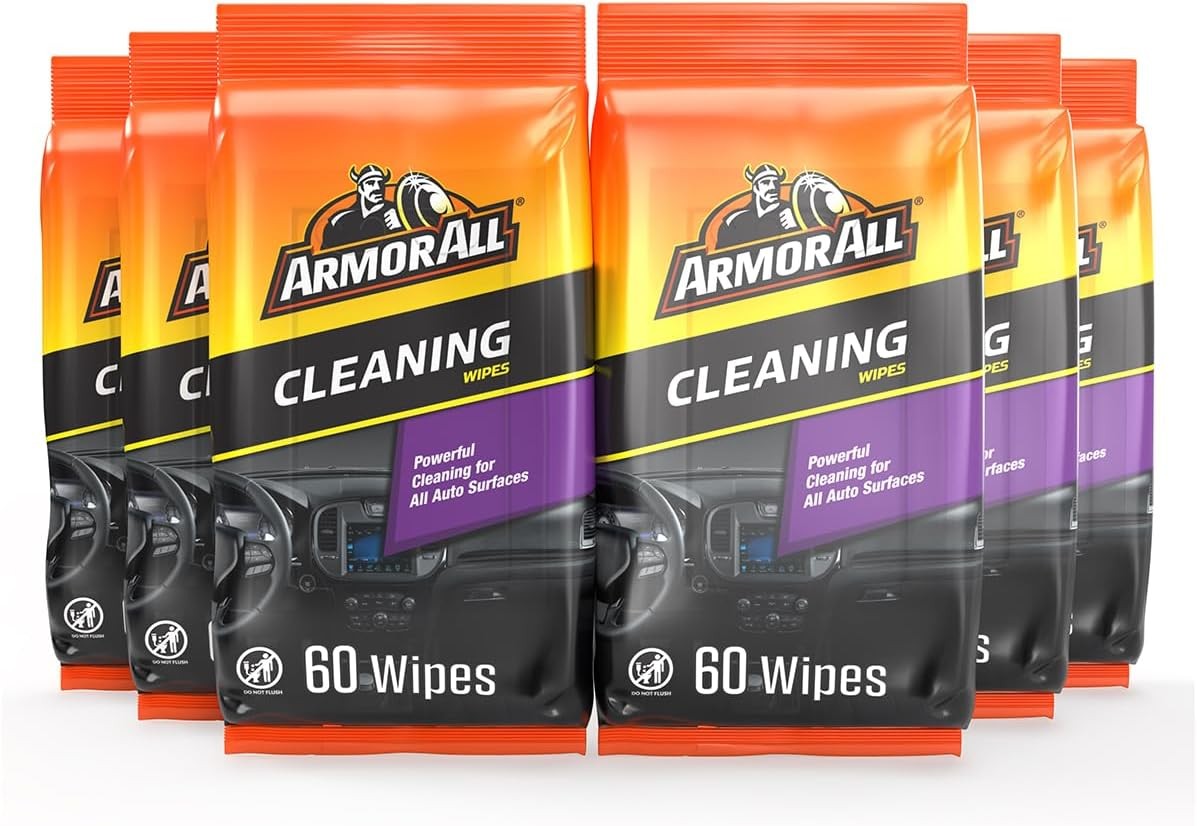 Armor All Interior Car Cleaning Wipes, Car Wipes for Dirt, 60 Count Each, 6 Pack