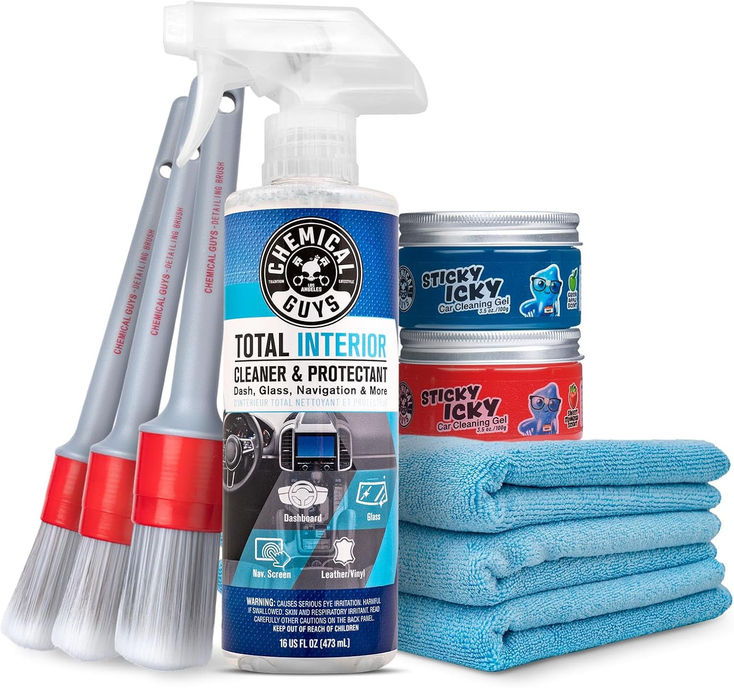 Chemical Guys Car Cleaning Kit Interior 9-Piece – Total Interior Cleaner, Sticky