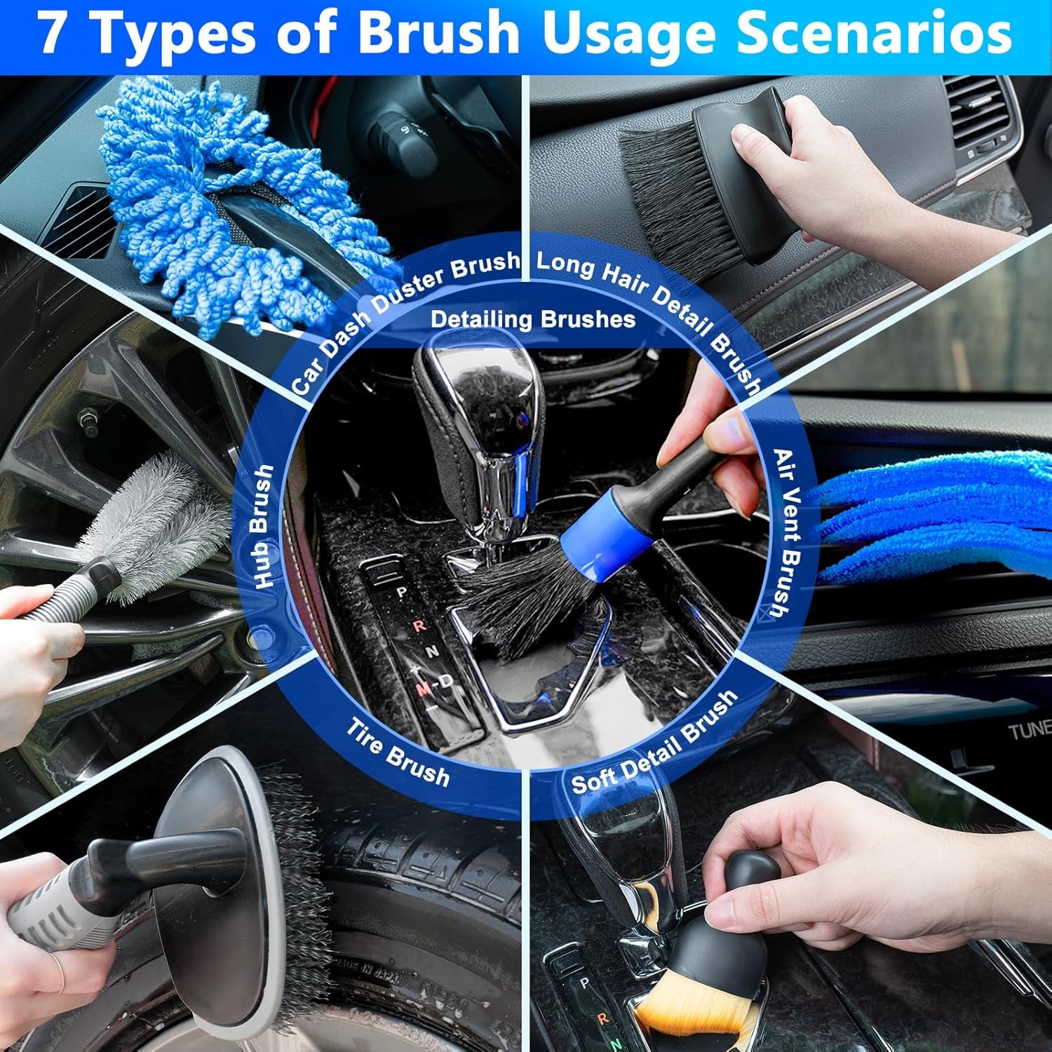 Car Wash Kit, Car Detailing Kit with Foam Gun, Car Wash Brush Mop and Large