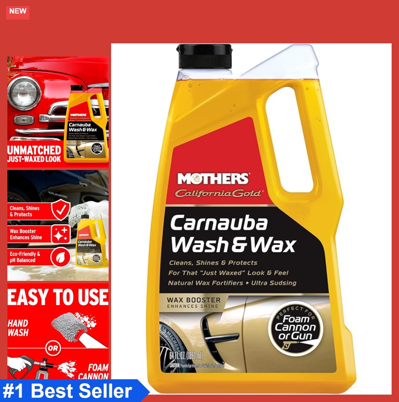 Car Wash and Wax 64 oz Carnauba Cleaner Shine Protector pH Balanced Suds