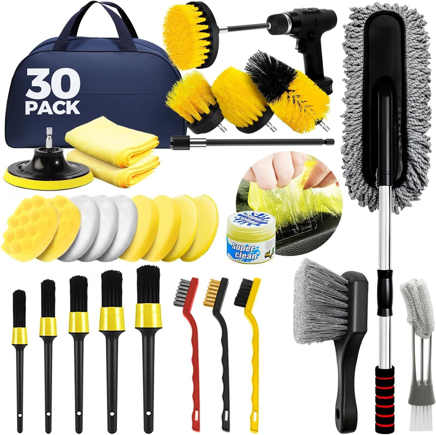 Car Detailing Kit Car Cleaning Tools Set Exterior Interior Wheels 30pcs