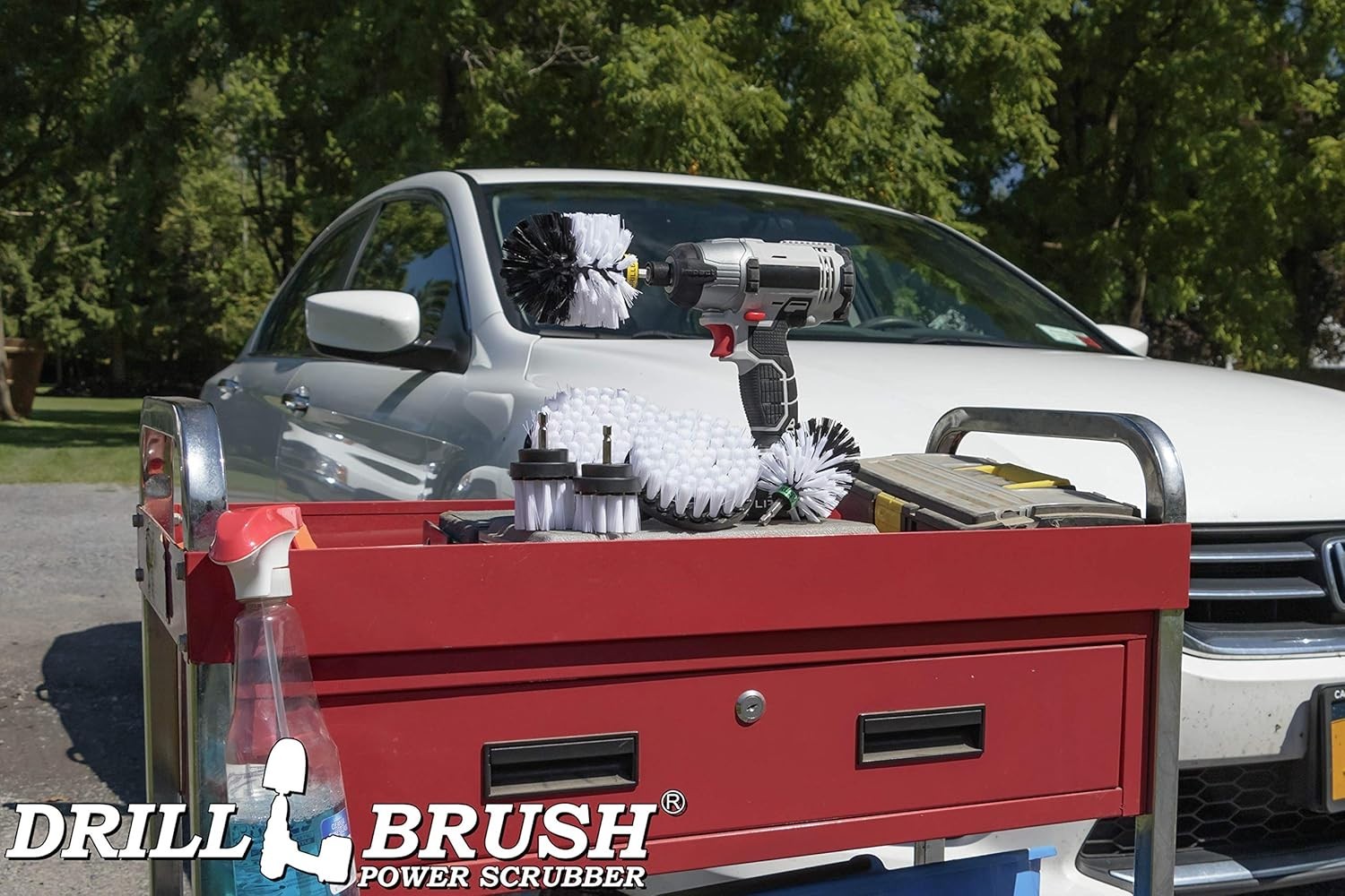 Car Cleaning Brush Kit Steel Drill-Powered Auto Upholstery and Wheel Scrubbing