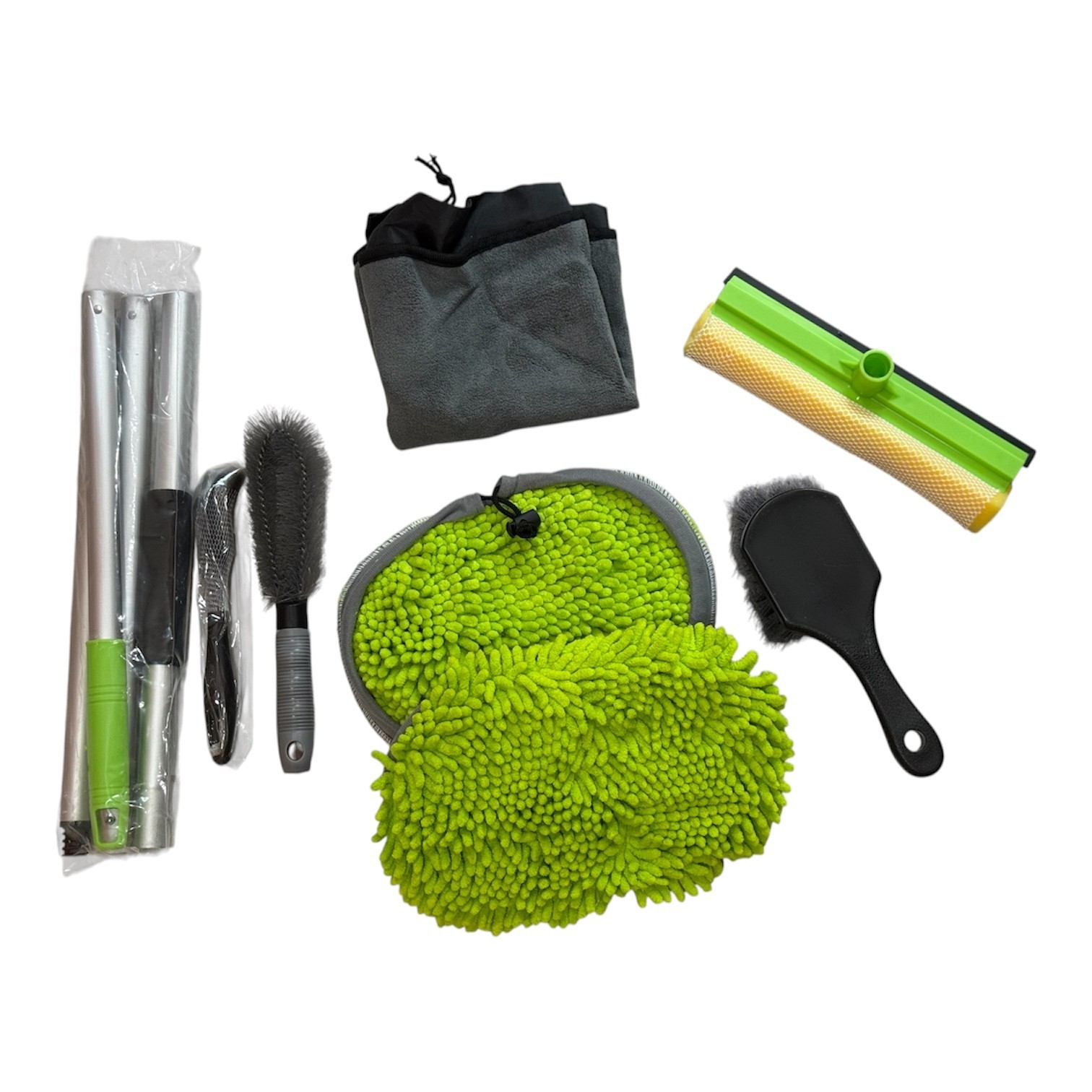 8Pcs Car Wash Kit, 62’’ Car Wash Brush with Long Handle, Microfiber Carwash Kit