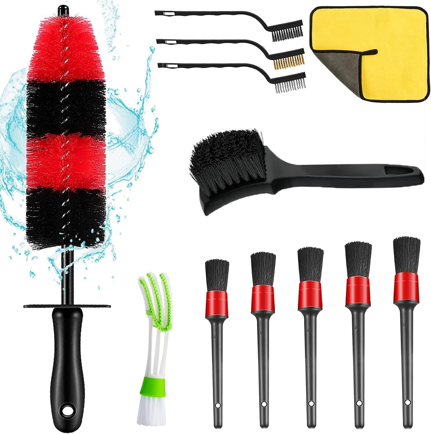 Professional 12-Piece Tire & Wheel Brush Set: Scratch-Free & Versatile Design