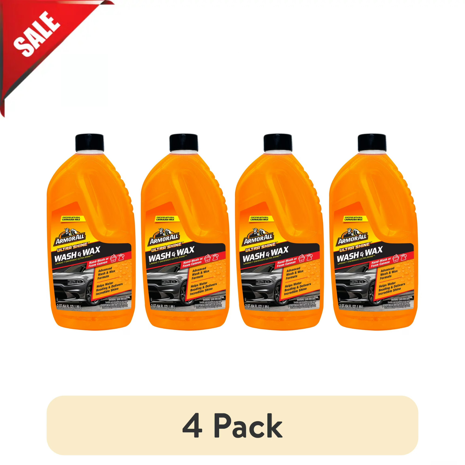 Armor All Ultra Shine Car Wash and Wax for Car Detailing, 64 fl oz Bottle​, 4 PK