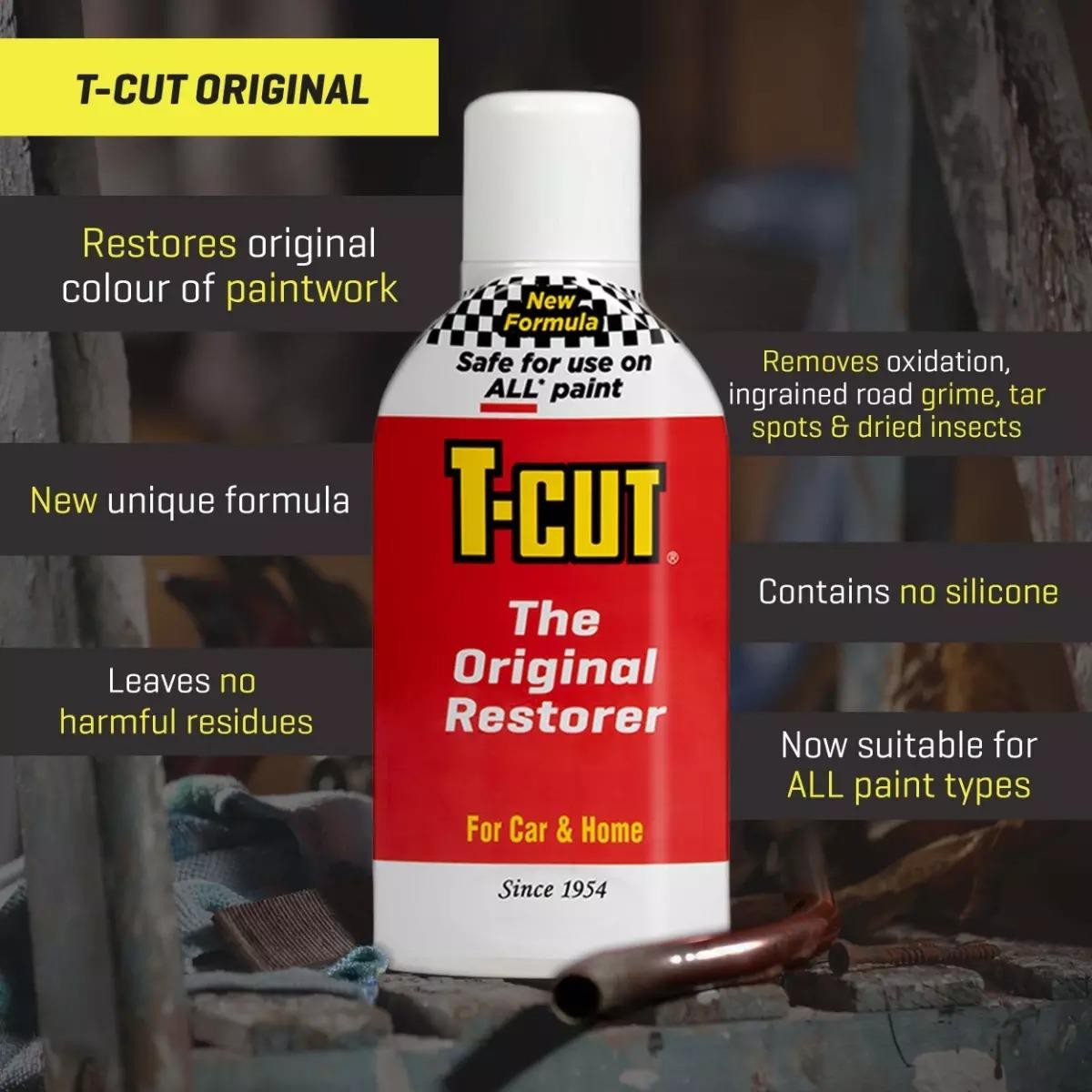T-Cut Original 500mL Paintwork Restorer Rejuvenator & Medium Polishing Pad
