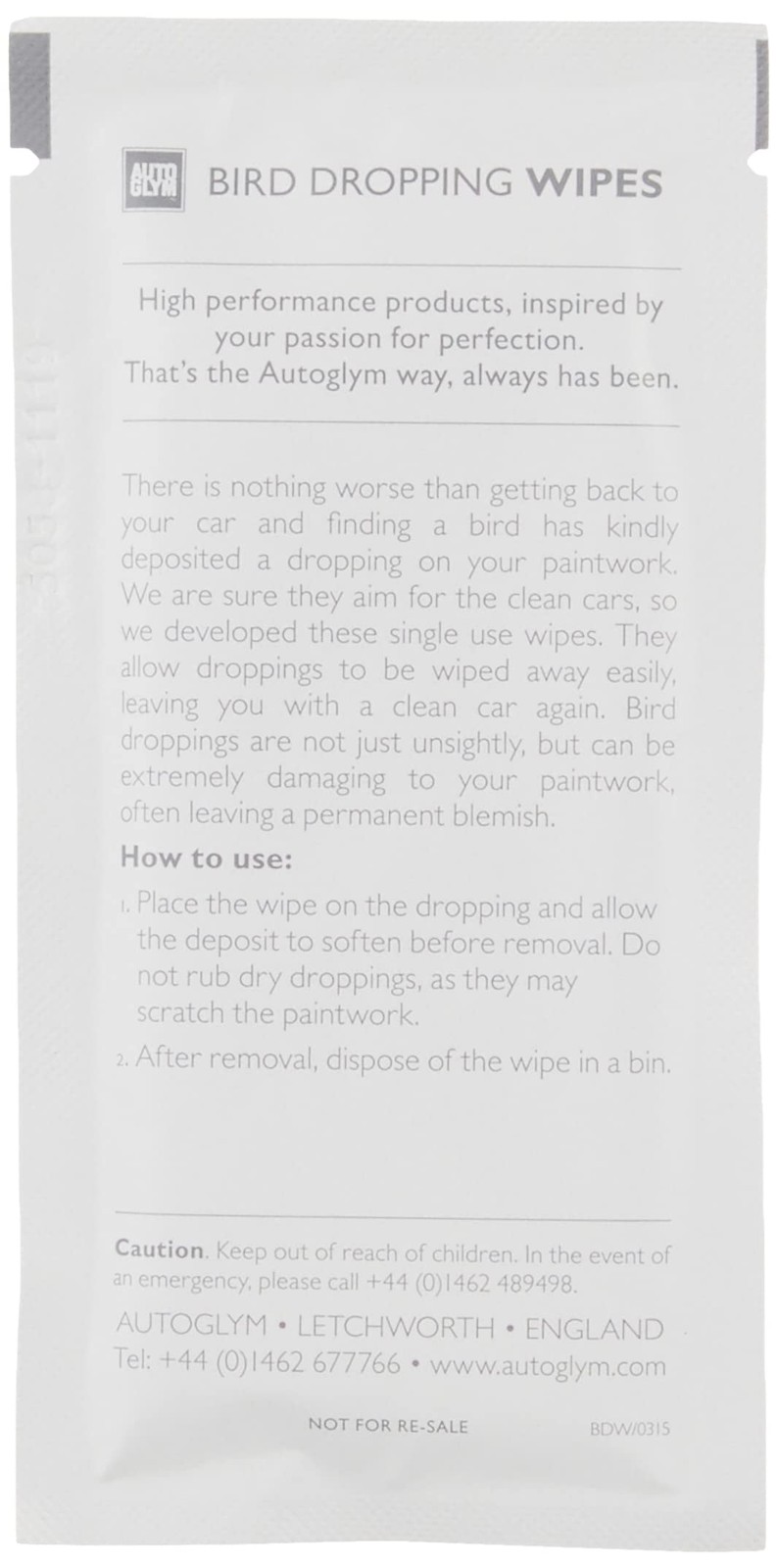 Bird Dropping Wipes x10 Quick Clean Car Care Cleaning Wipes Pack