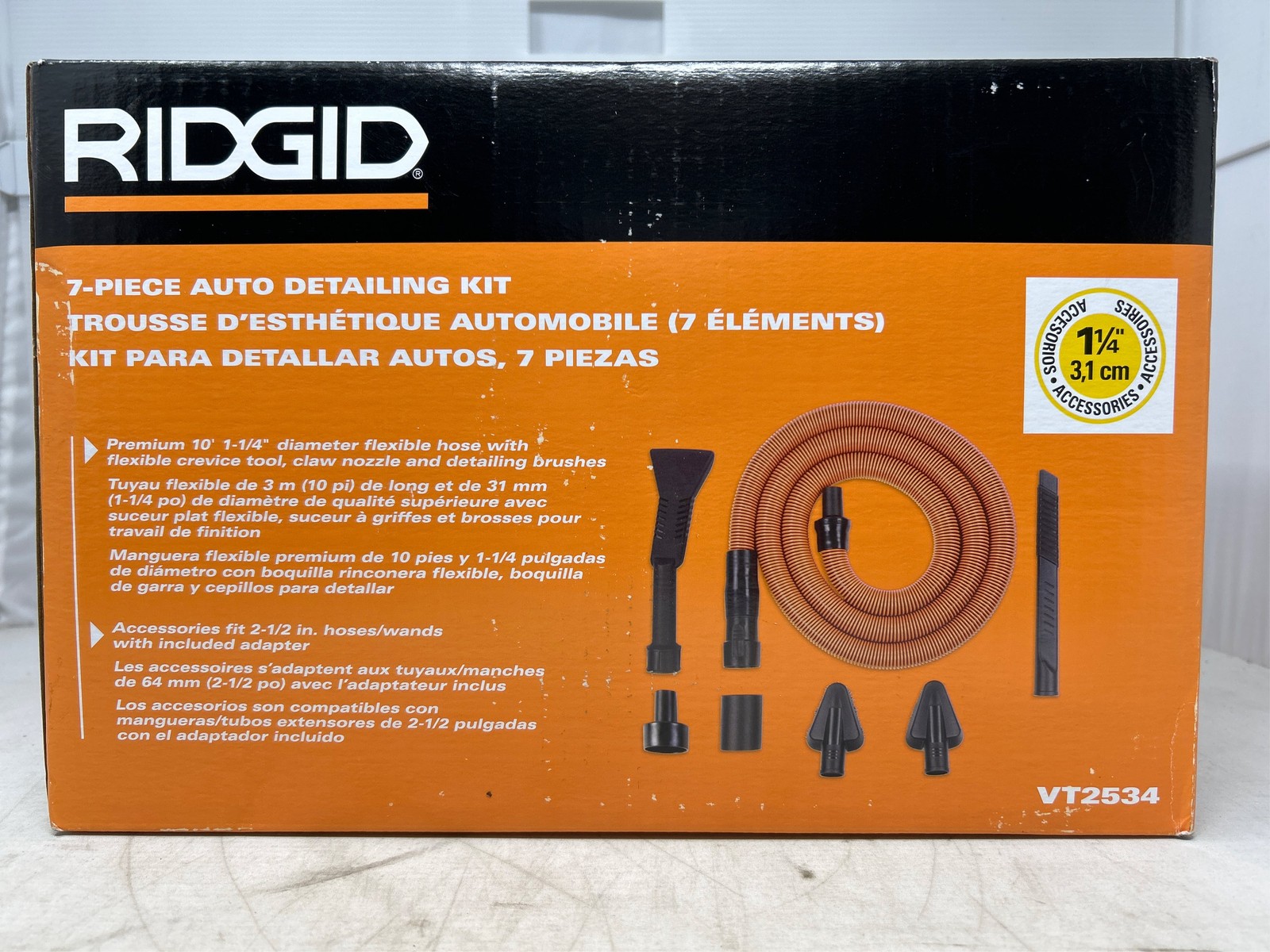RIDGID 1-1/4 in. VT2534 Premium Car Cleaning Kit Accessory Shop Vacuum Attachmen