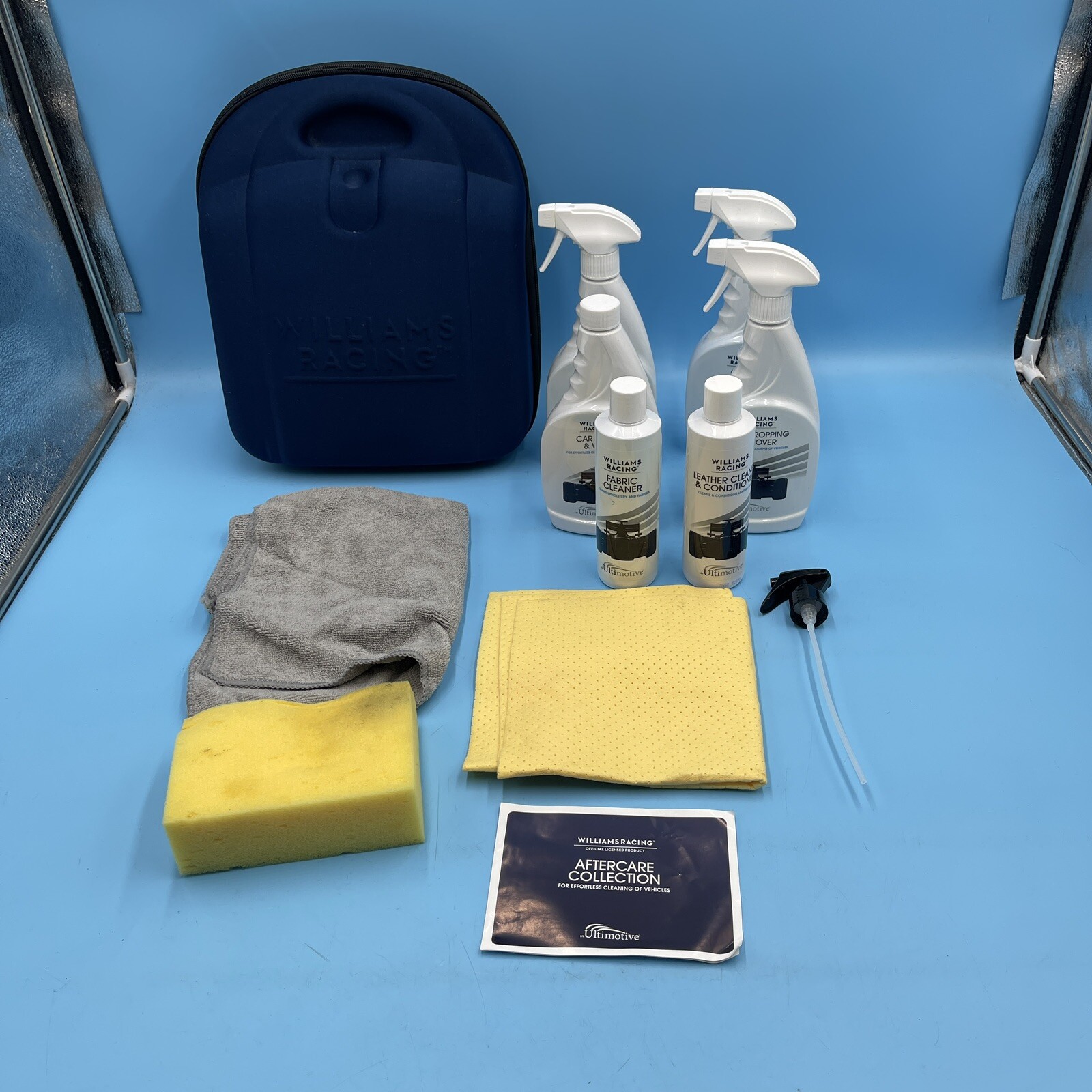 Williams Racing After Care Car Cleaning Kit Wash Wax Fabric Valet with Case