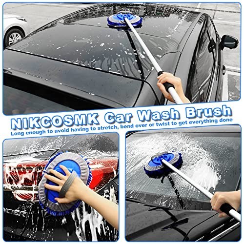 62” Car Wash Brush Kit – Long Handle Mop, Chenille Head, Squeegee & Detailing T