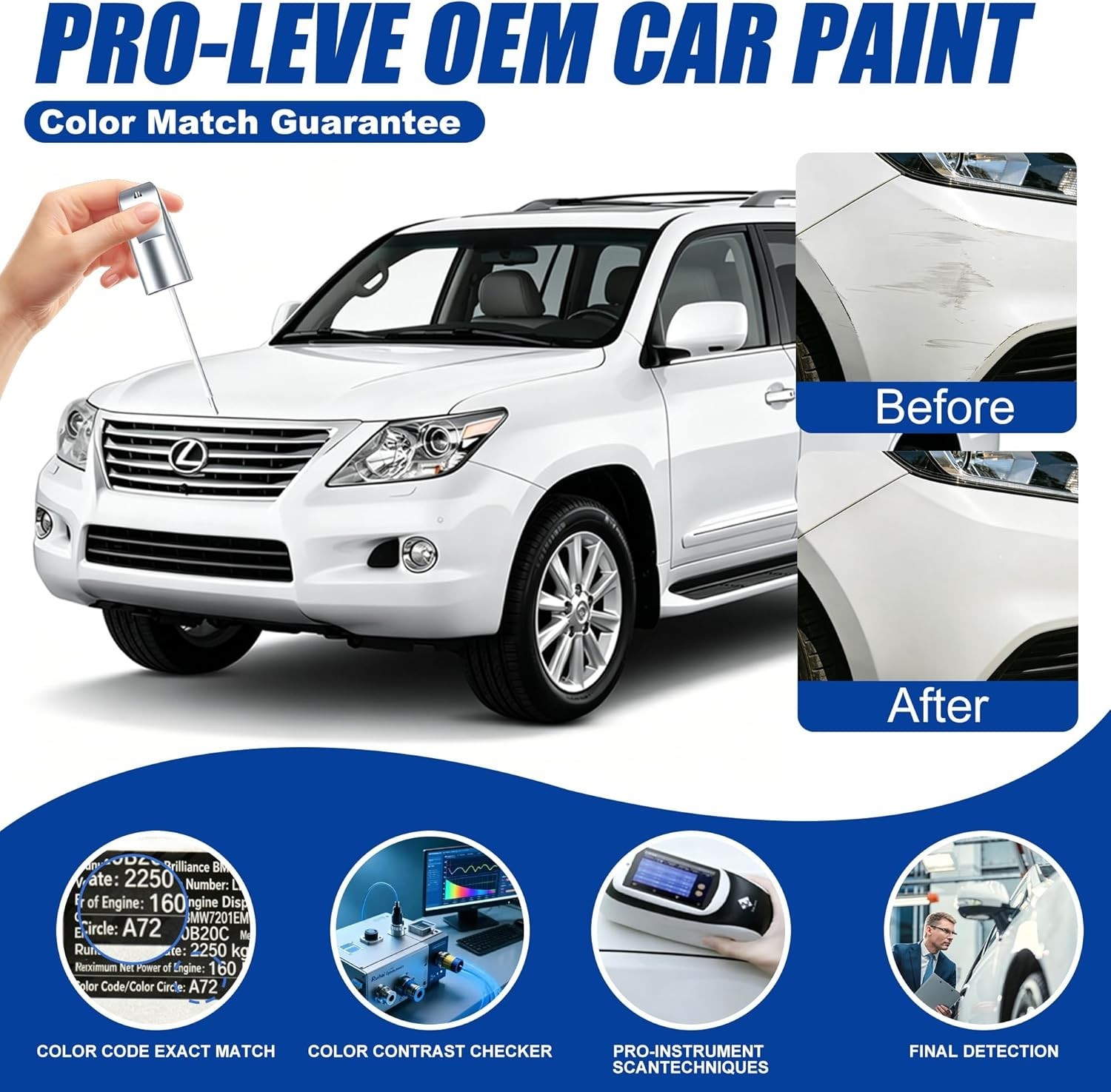 Complete Scratch Repair Kit for Honda – Platinum White Pearl NH-883P with Primer