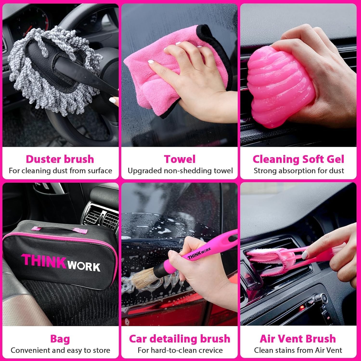 Car Detailing Kit Interior Cleaner, Car Cleaning Kit with 8000PA Cordless Pin…