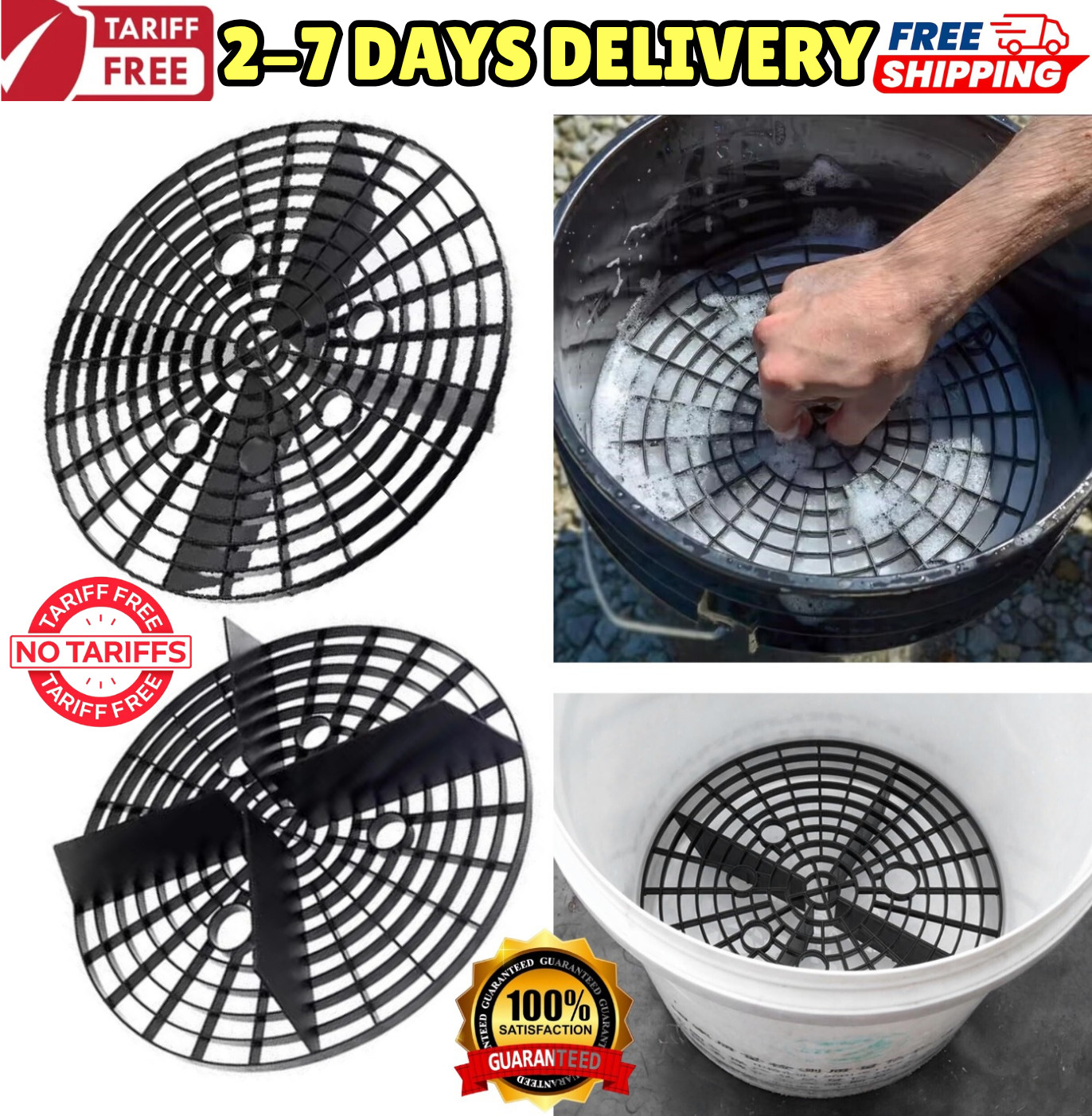2pc Car Wash Round Bucket Insert for 12″ Diameter Bucket Dirt/Grit Barrier Guard