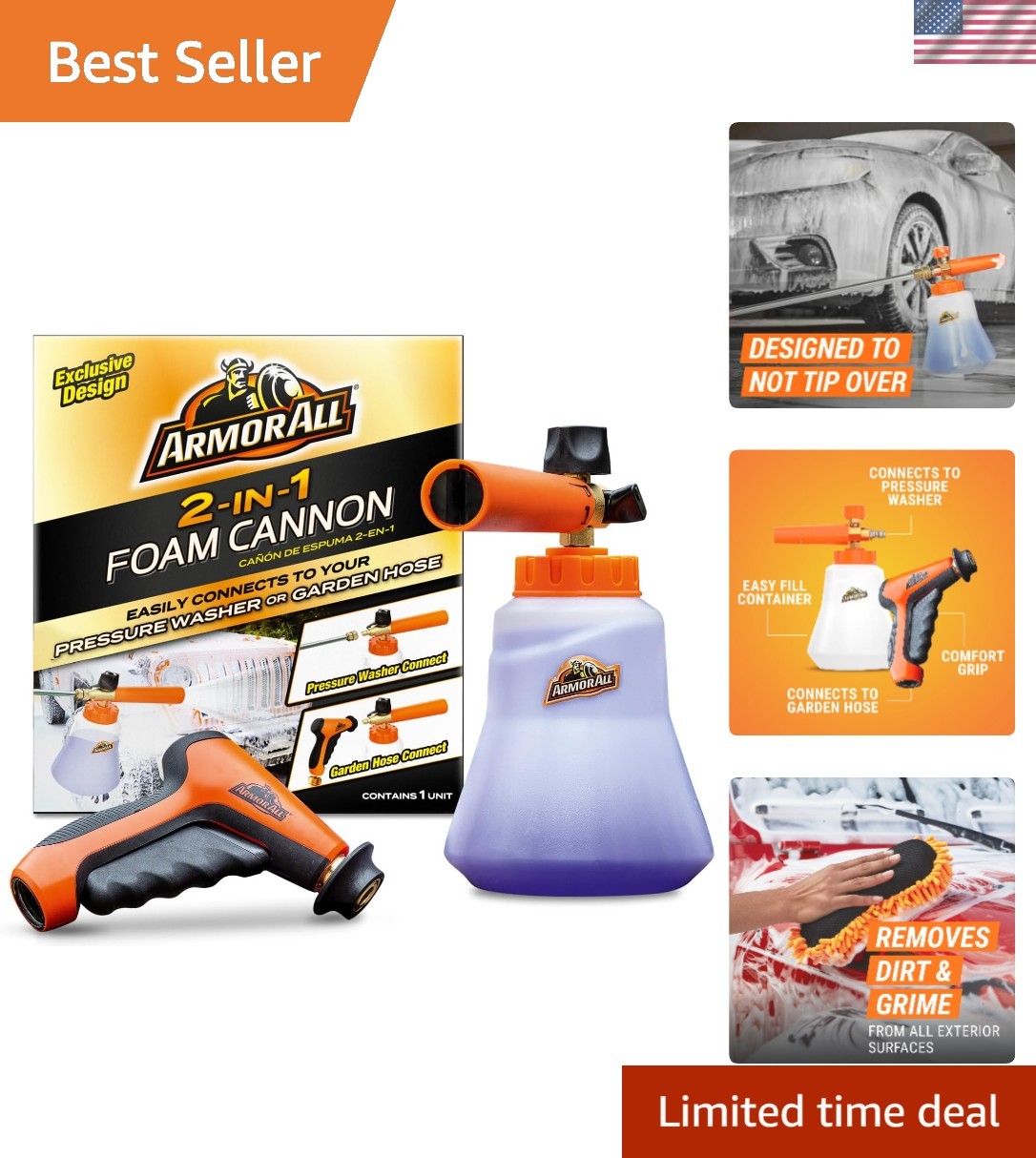 2-in-1 Foam Cannon Kit, Car Cleaning Kit Connects to Power Washers and Garden…